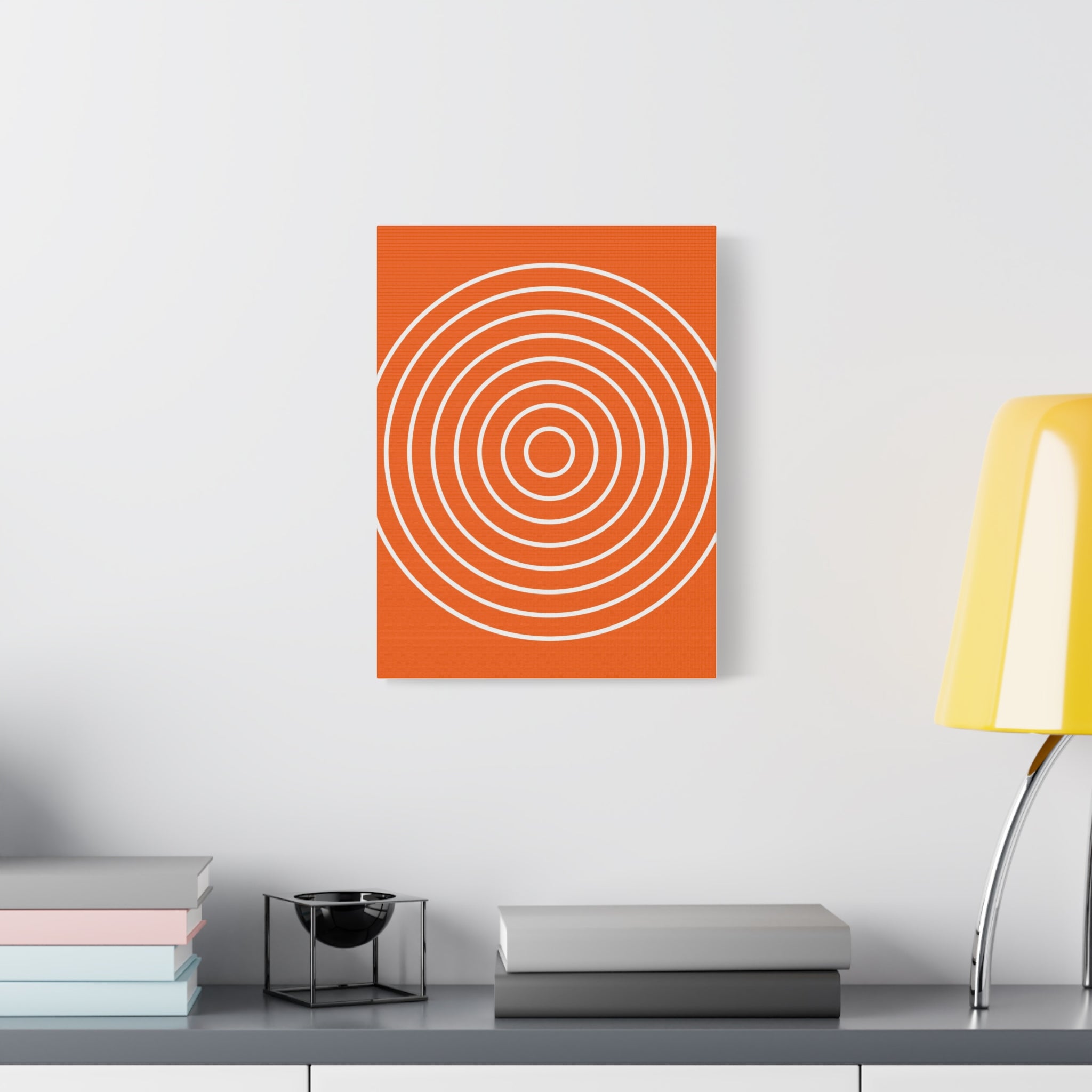 Orange Abstract Circles Matte Canvas Art