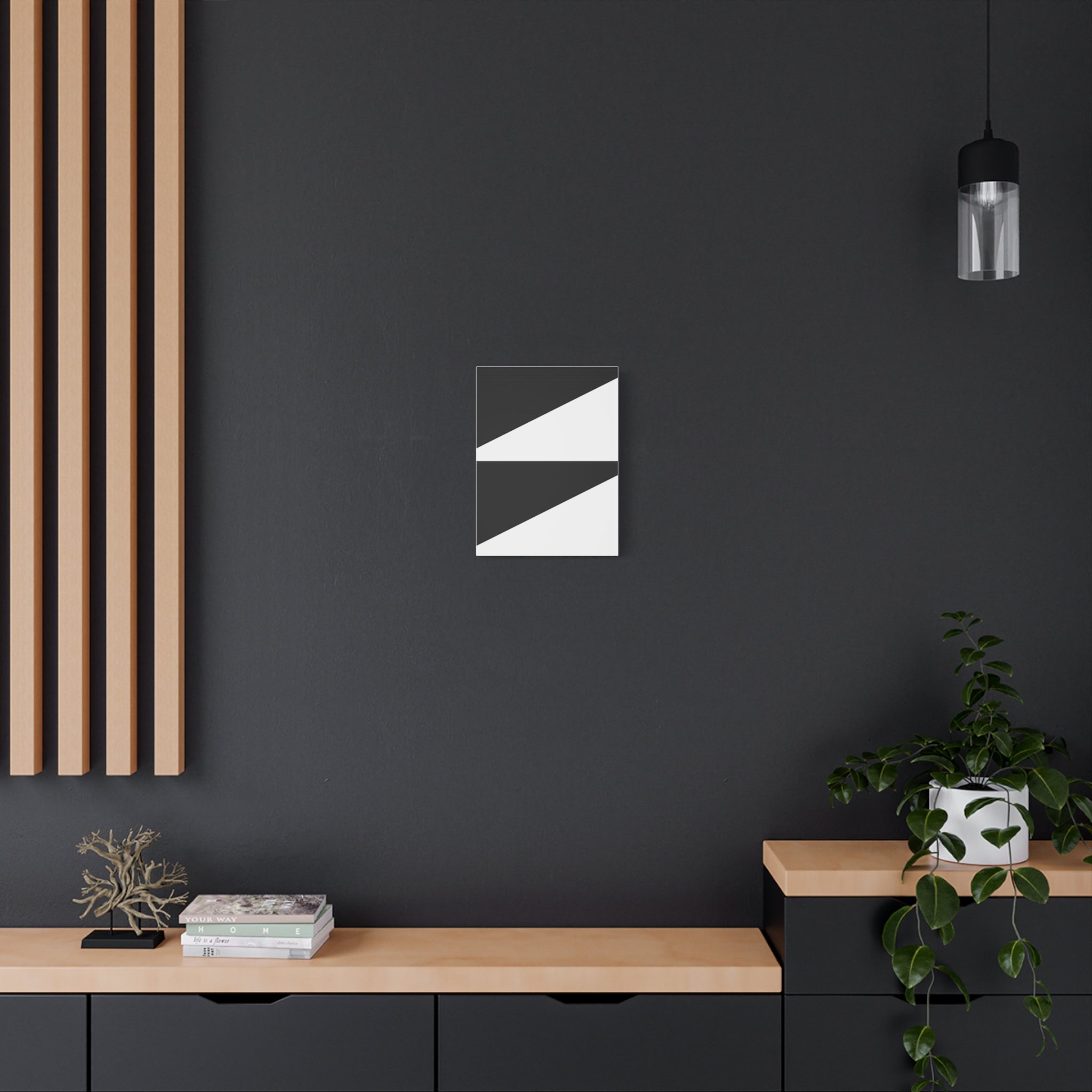 Geometric Black Triangles Canvas Art