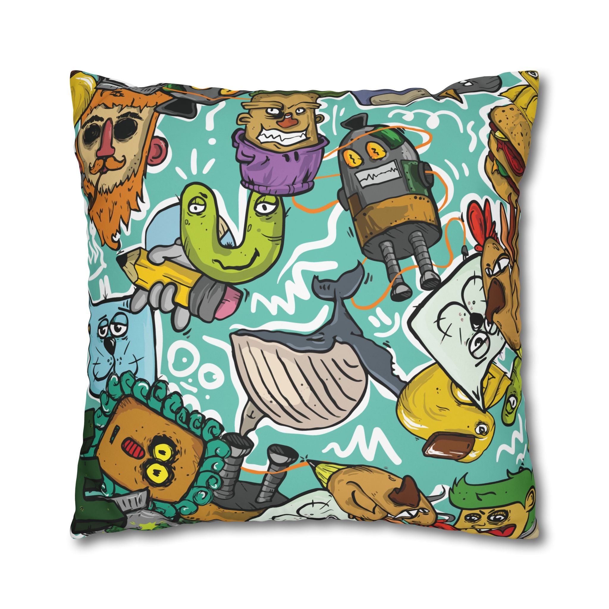 Whimsical Chaos Cartoon Pillowcase