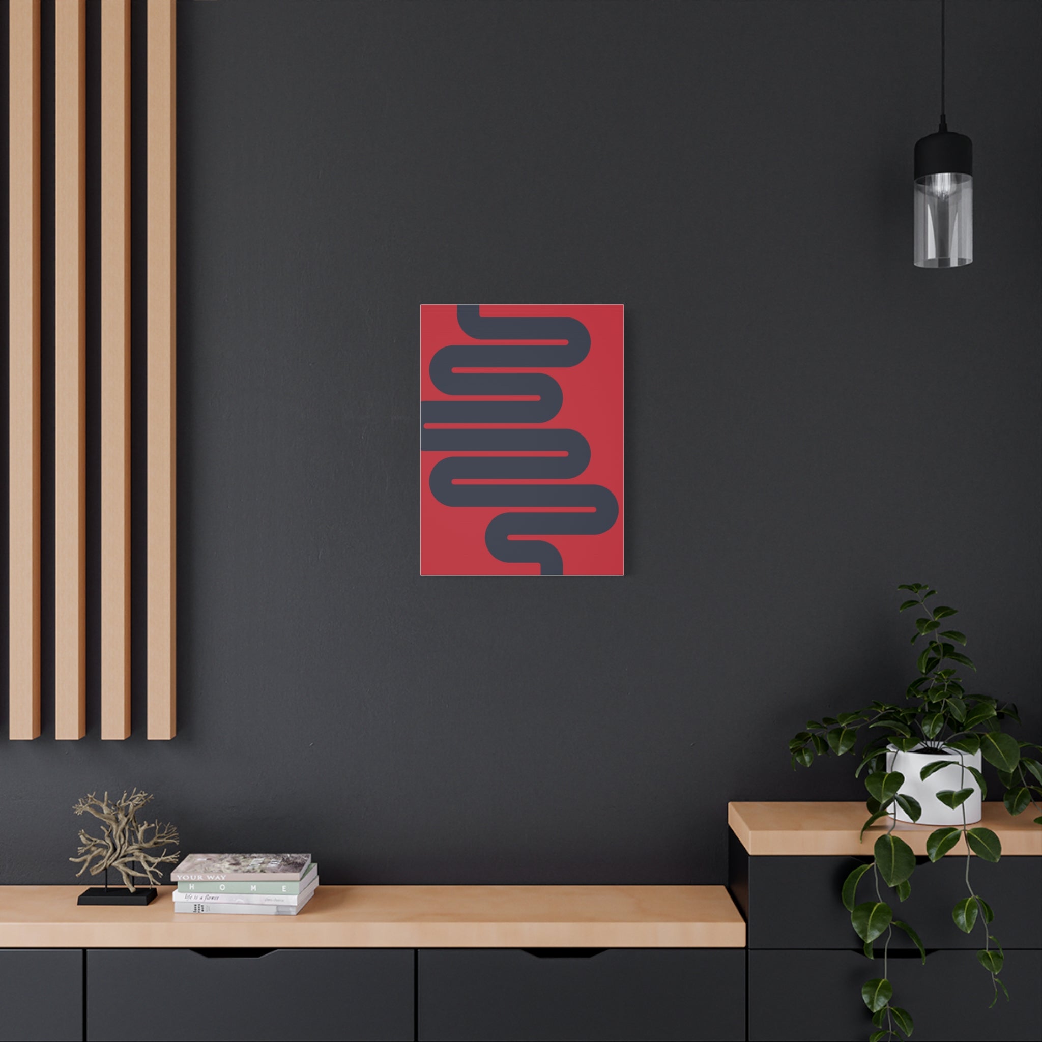 Abstract Intestines Art - Red & Blue Canvas