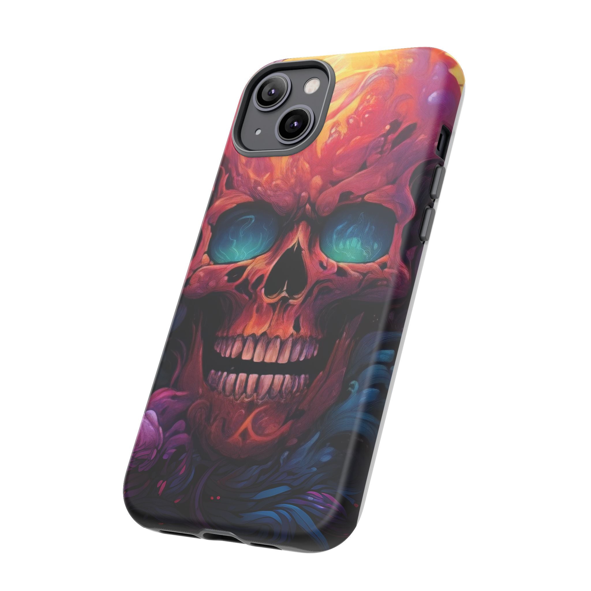 Fiery Skull Hexagon iPhone Case - Rugged Texture