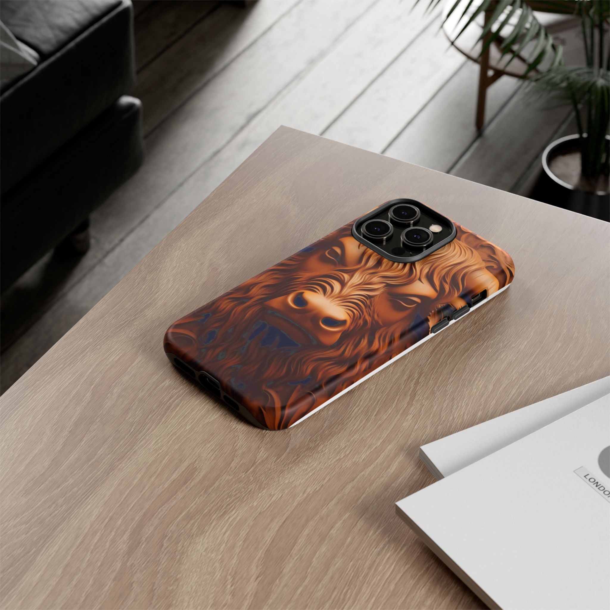 Bull Head Wood Carving iPhone Case - Rugged Texture