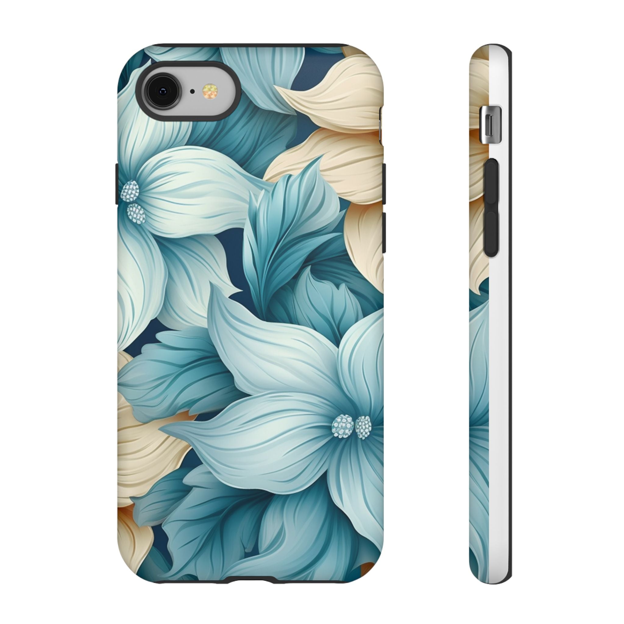 Teal Floral Hexagon iPhone Case - Rugged