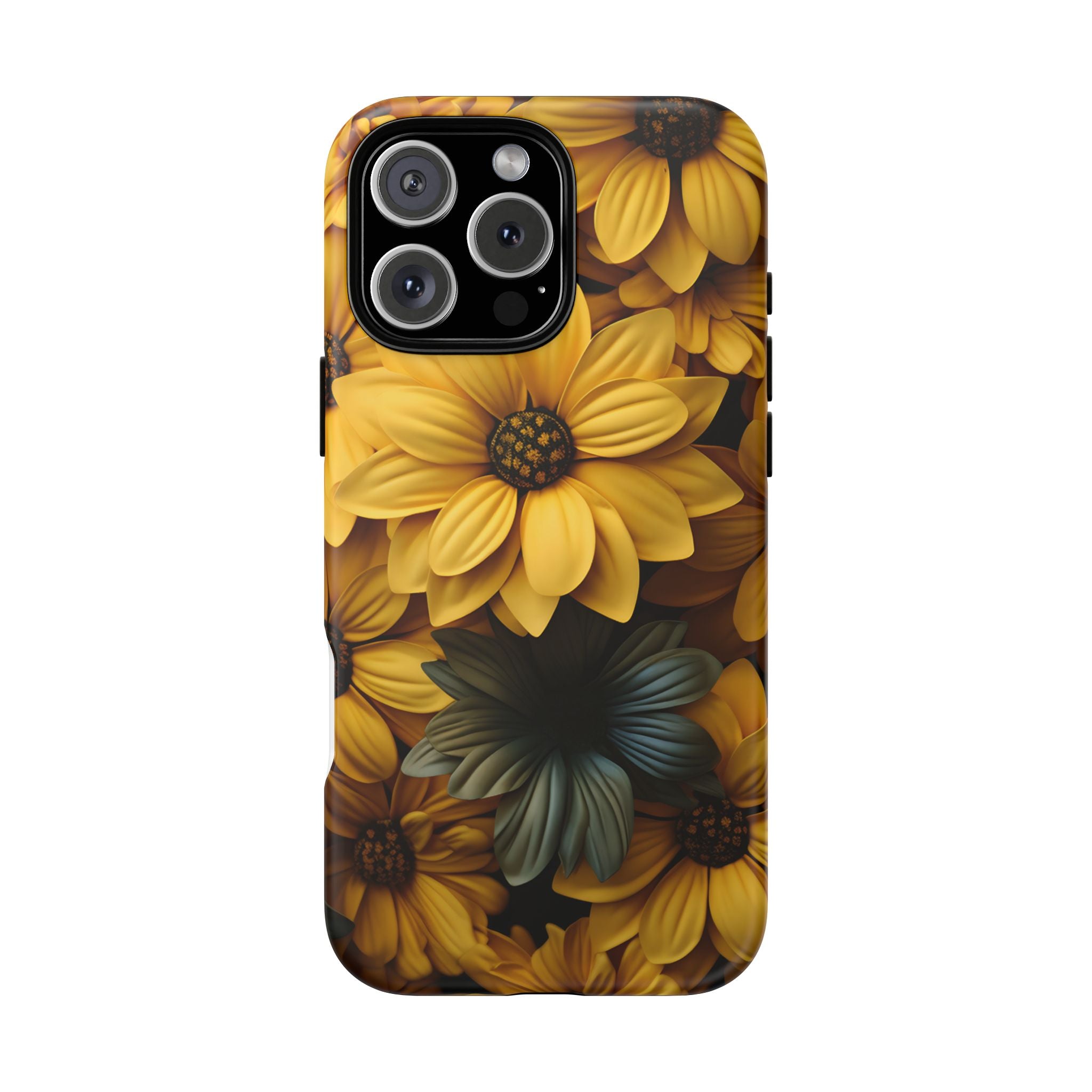 Golden Bloom Hexagon iPhone Case - Rugged Texture