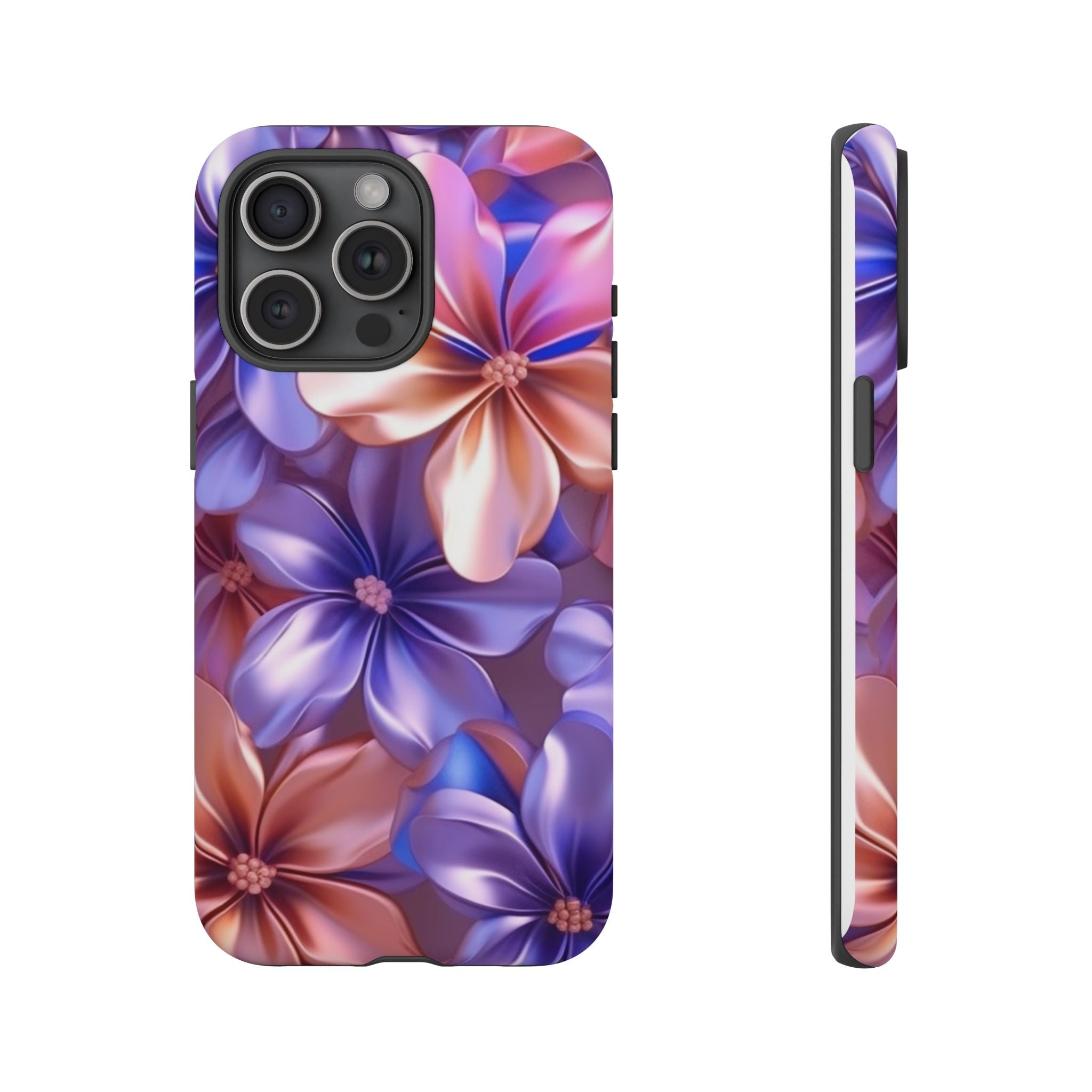 Metallic Flower iPhone Case - Rugged Hexagon Stone