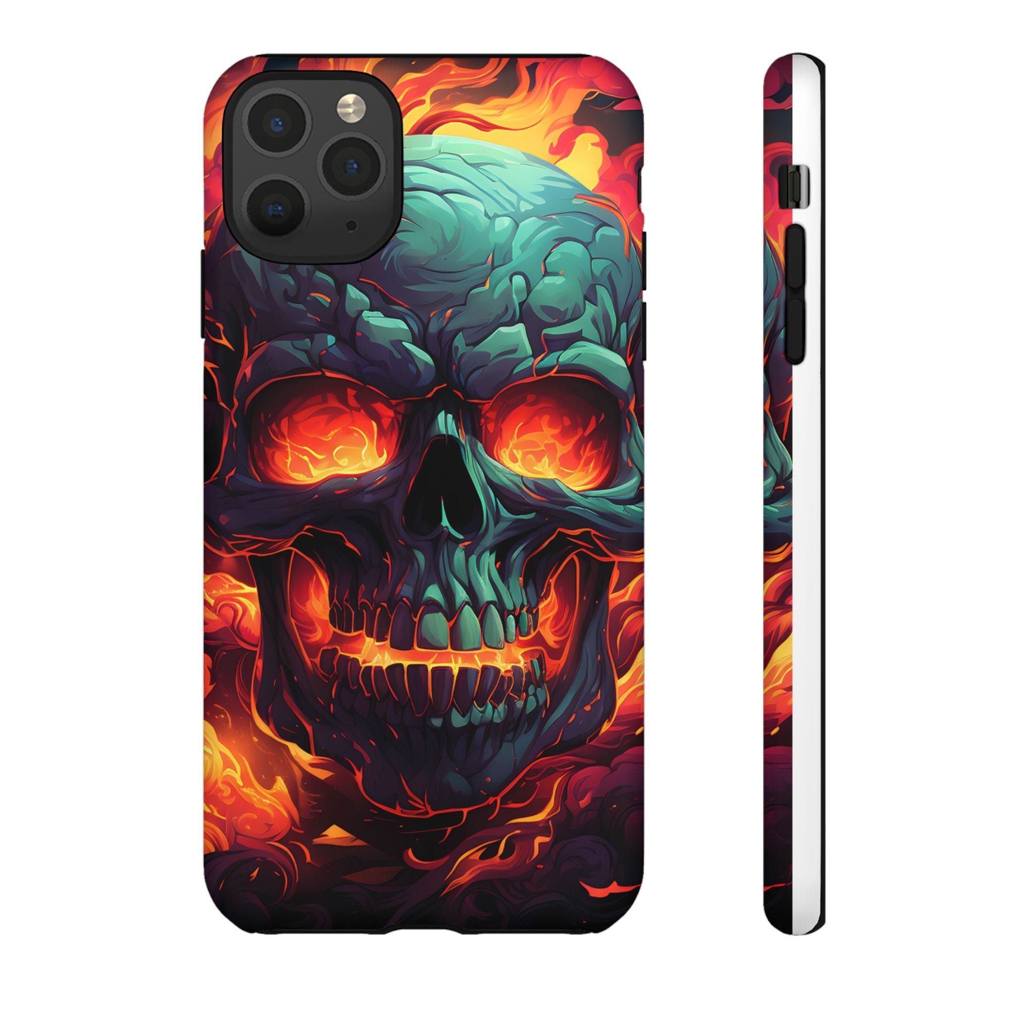 Fiery Skull Hexagon iPhone Case - Rugged