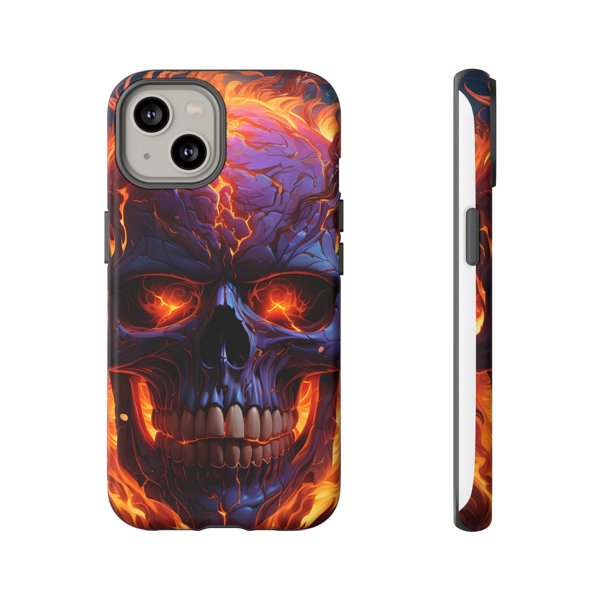 Fiery Skull Hexagon iPhone Case - Rugged Texture