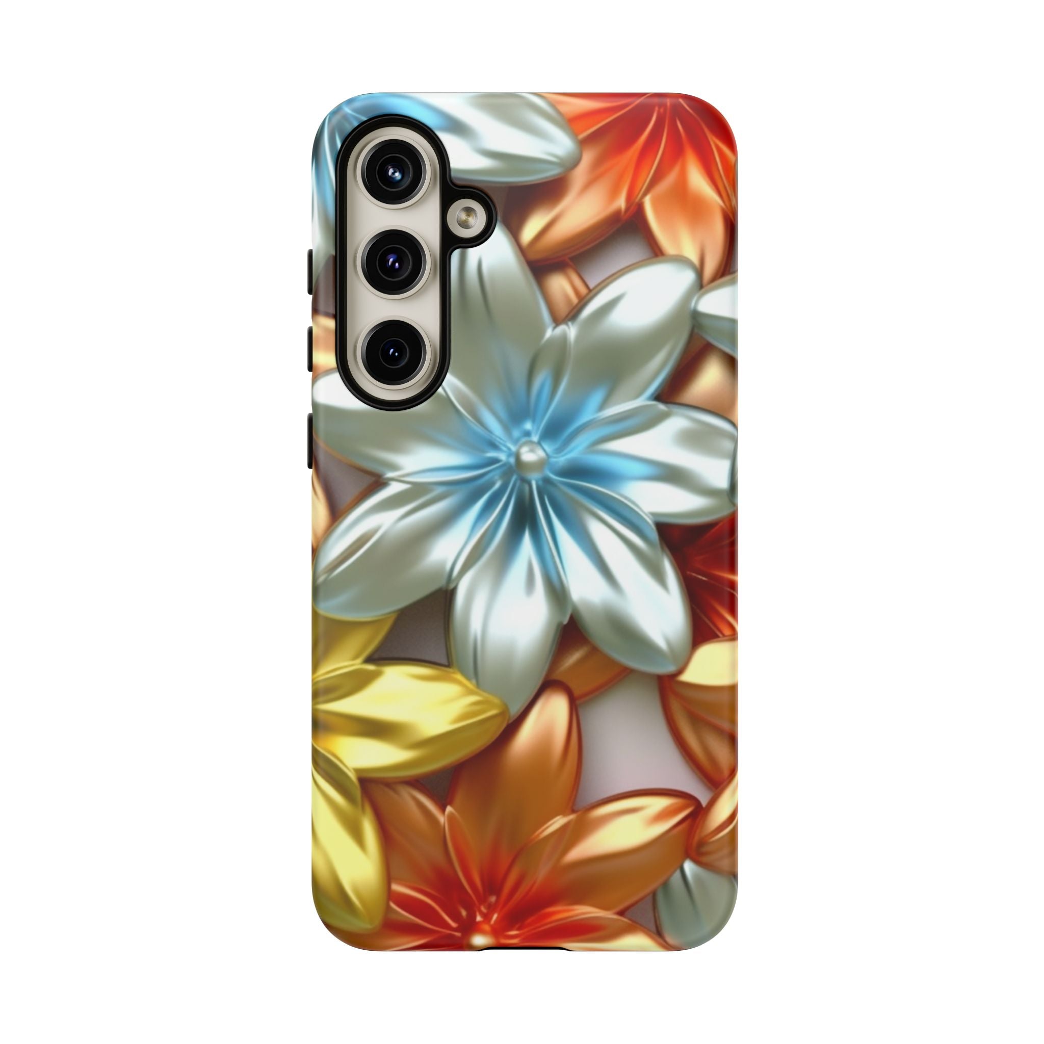 Metallic Flower Samsung Case - Stylish & Modern