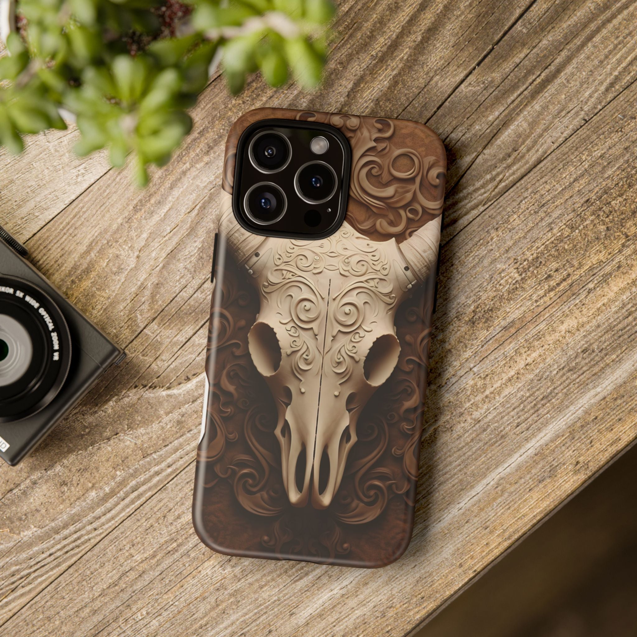 Baroque Ram Skull Hexagon Stone iPhone Case