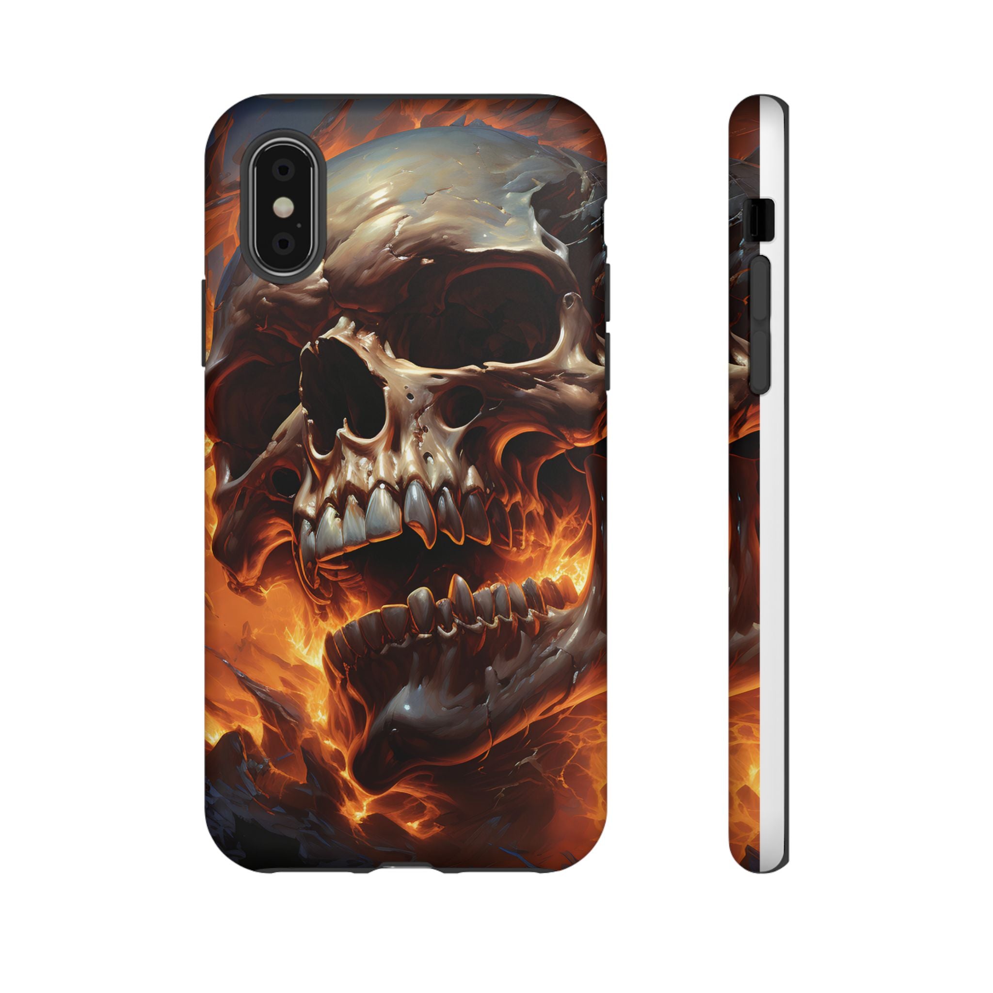 Fiery Skull Hexagon iPhone Case - Rugged