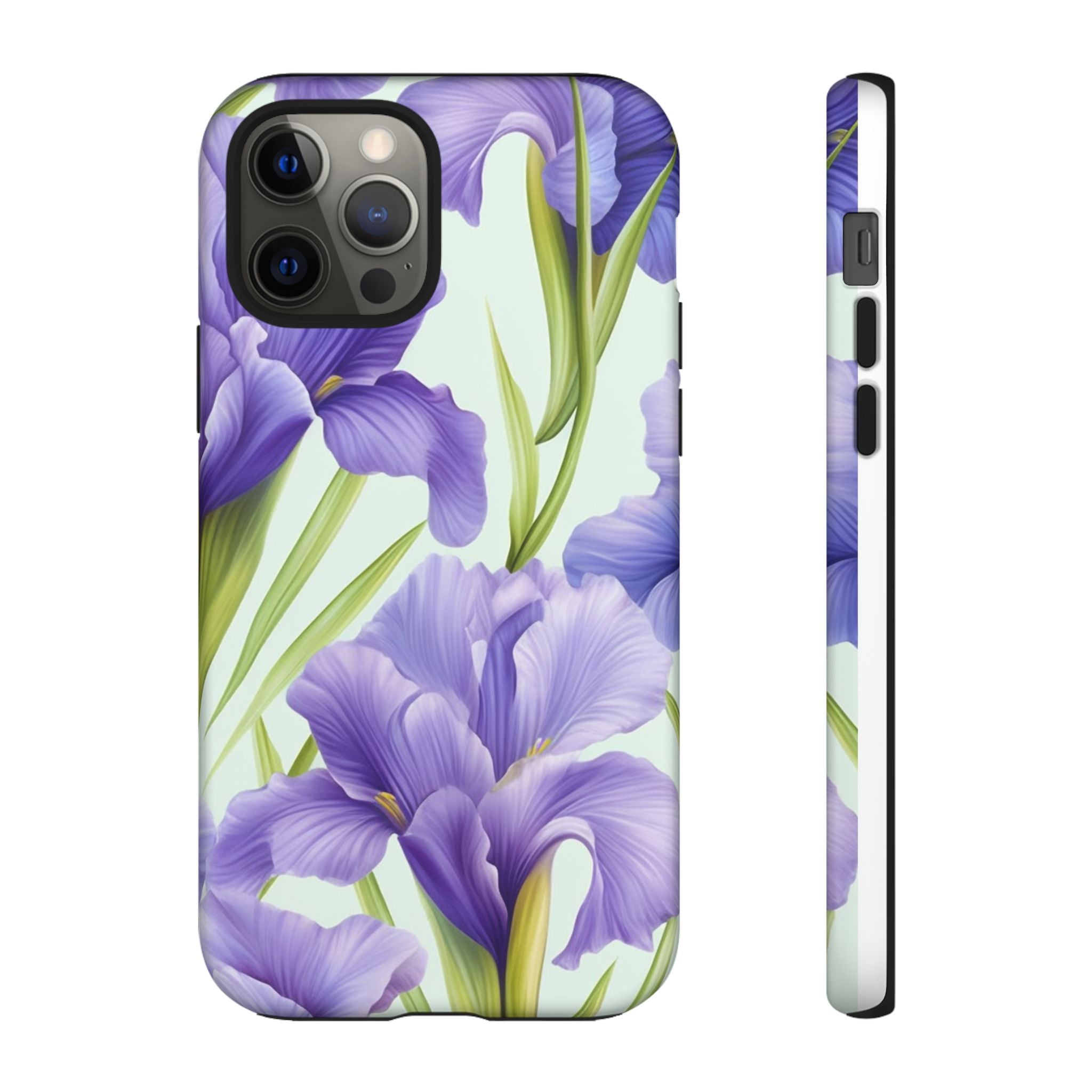 Purple Iris Floral iPhone Case - Hexagon Stone