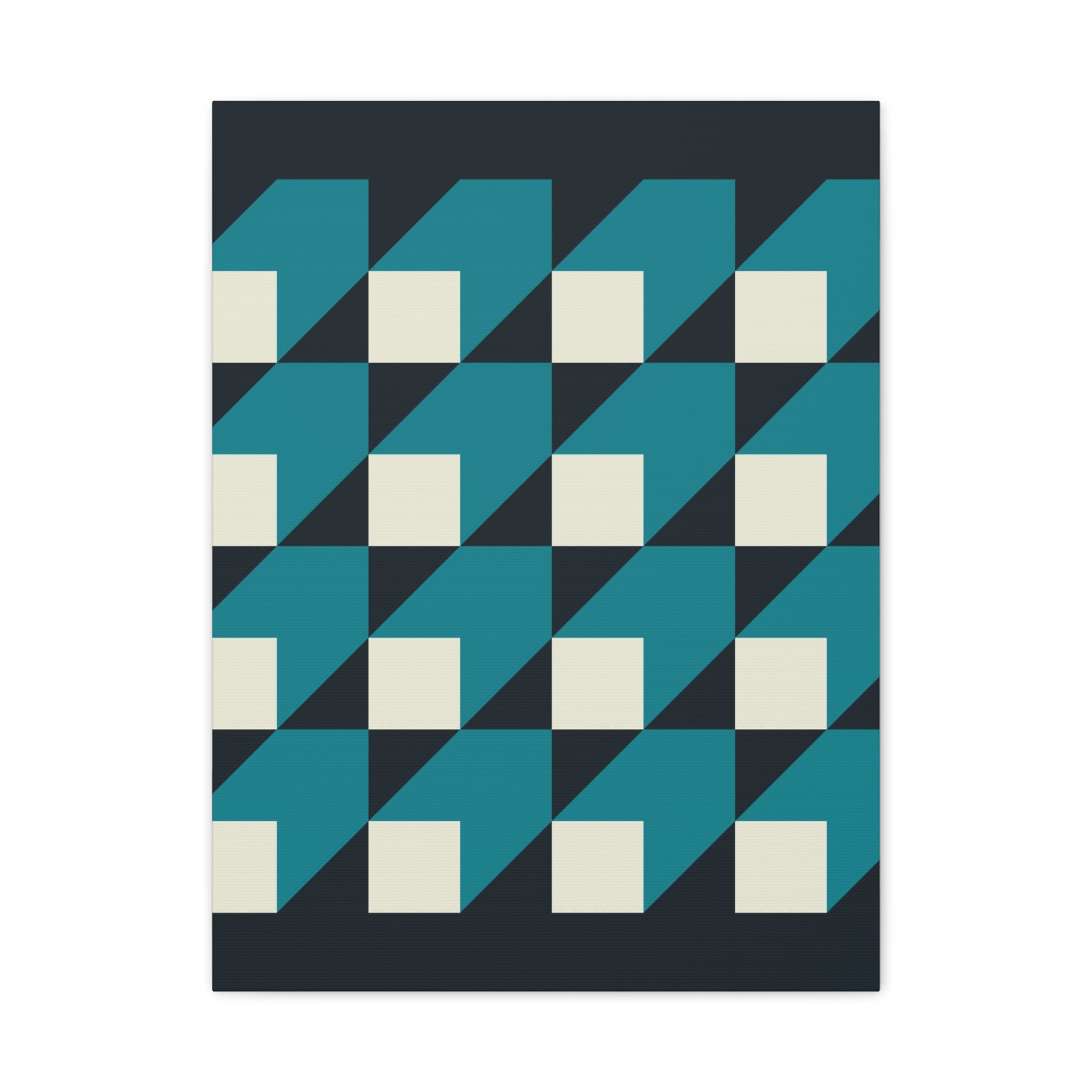 Geometric Teal Abstract Canvas Art