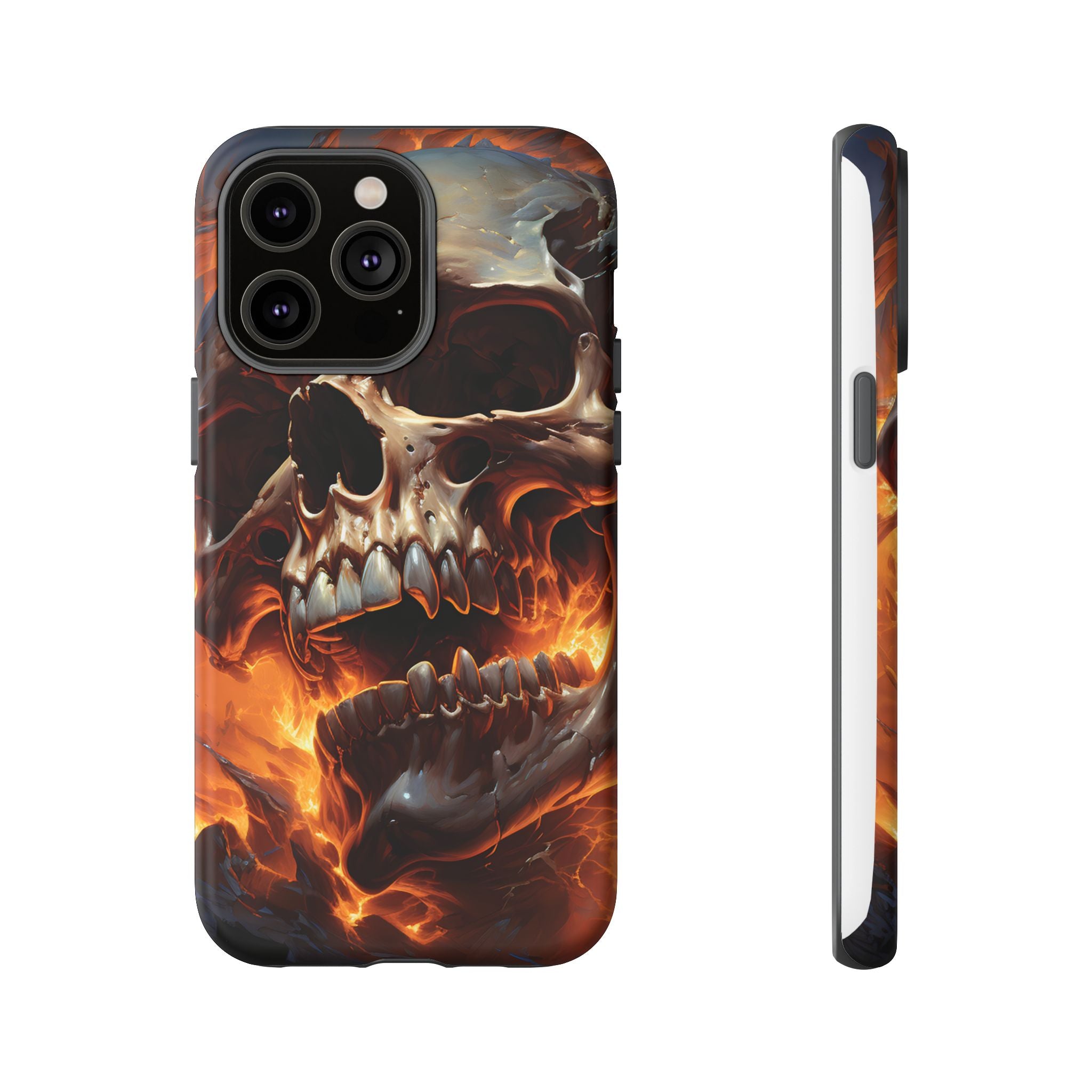 Fiery Skull Hexagon iPhone Case - Rugged