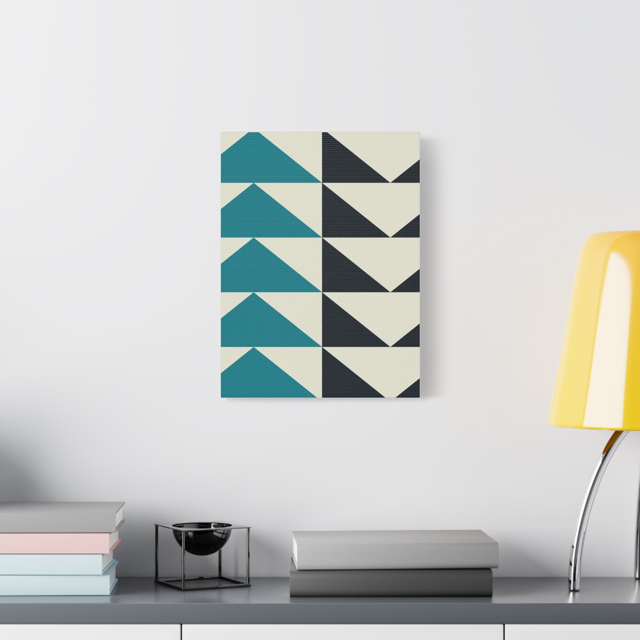 Geometric Triangle Canvas Art - Teal & Black