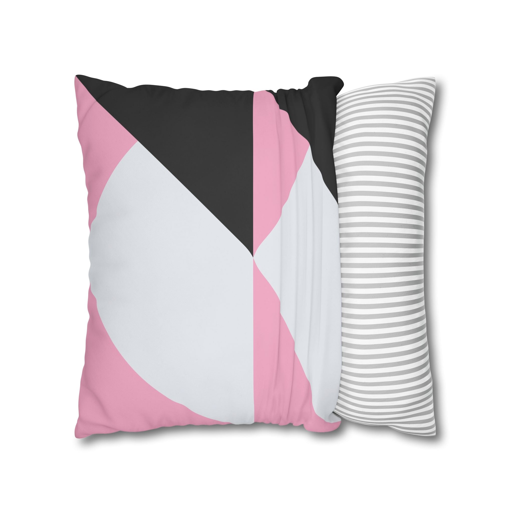 Geometric Triangle Pillowcase - Pink & Gray