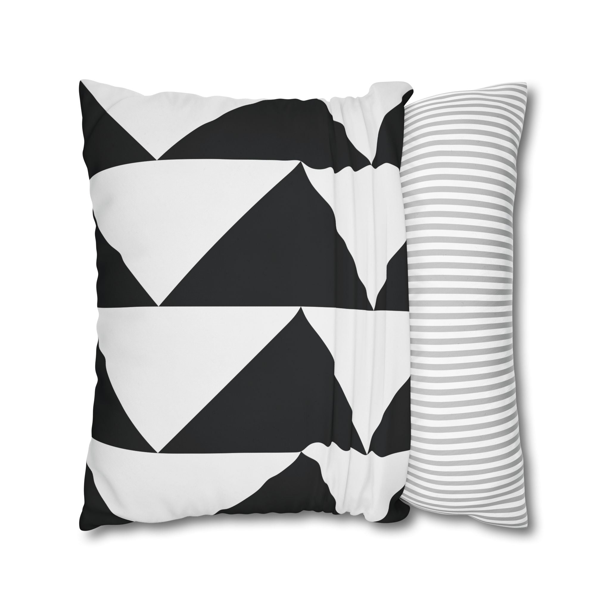 Geometric Triangle Pillowcase - Black & White