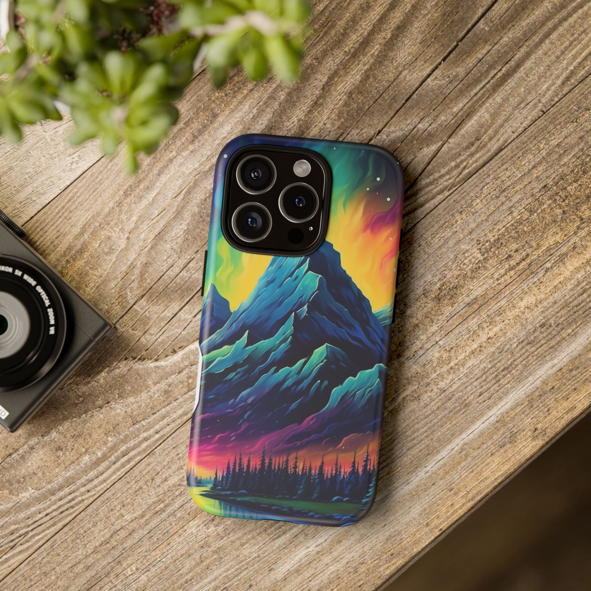 Aurora Mountain Hexagon iPhone Case