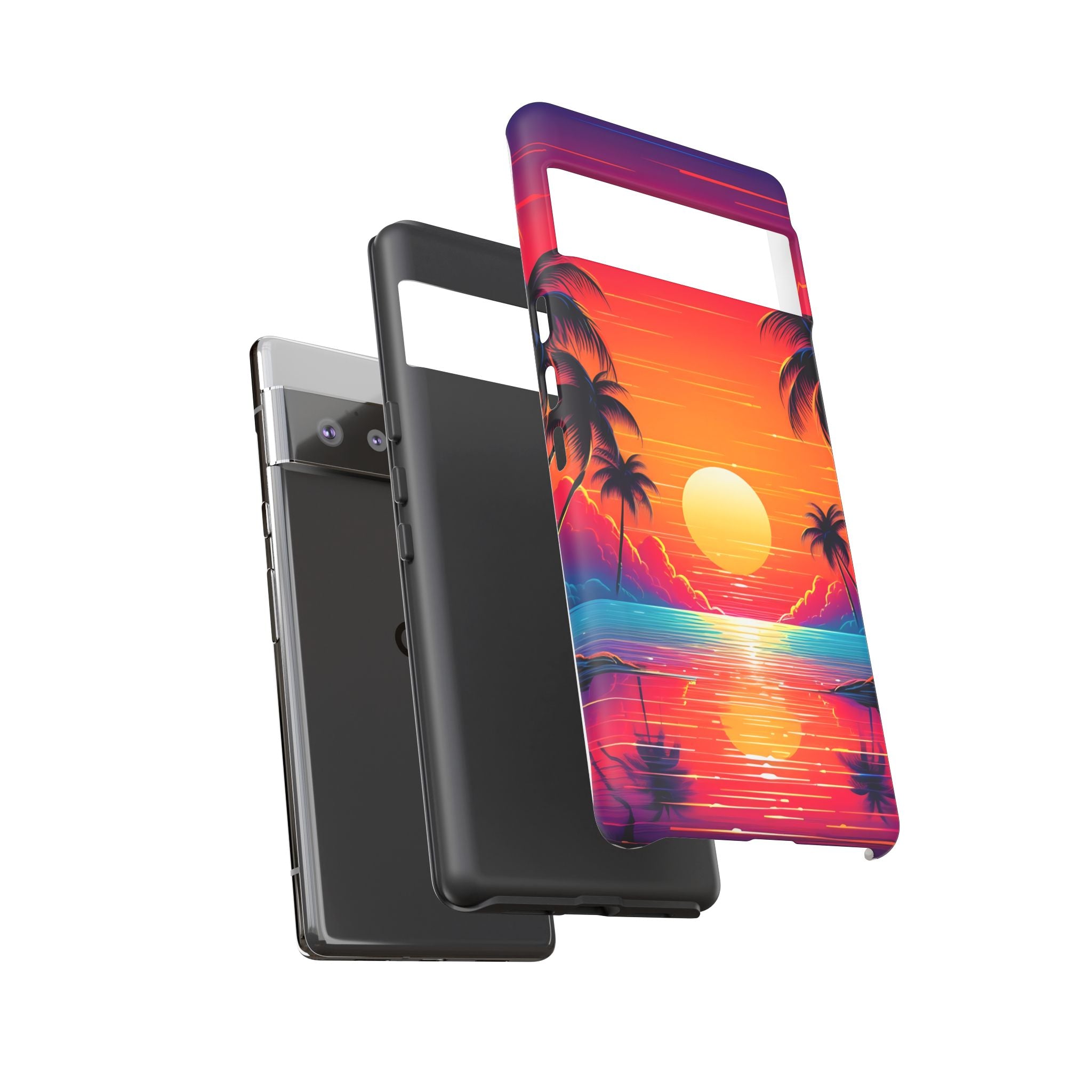 Sunset Palm Beach Google Pixel Case (All Models) - Retro Vaporwave