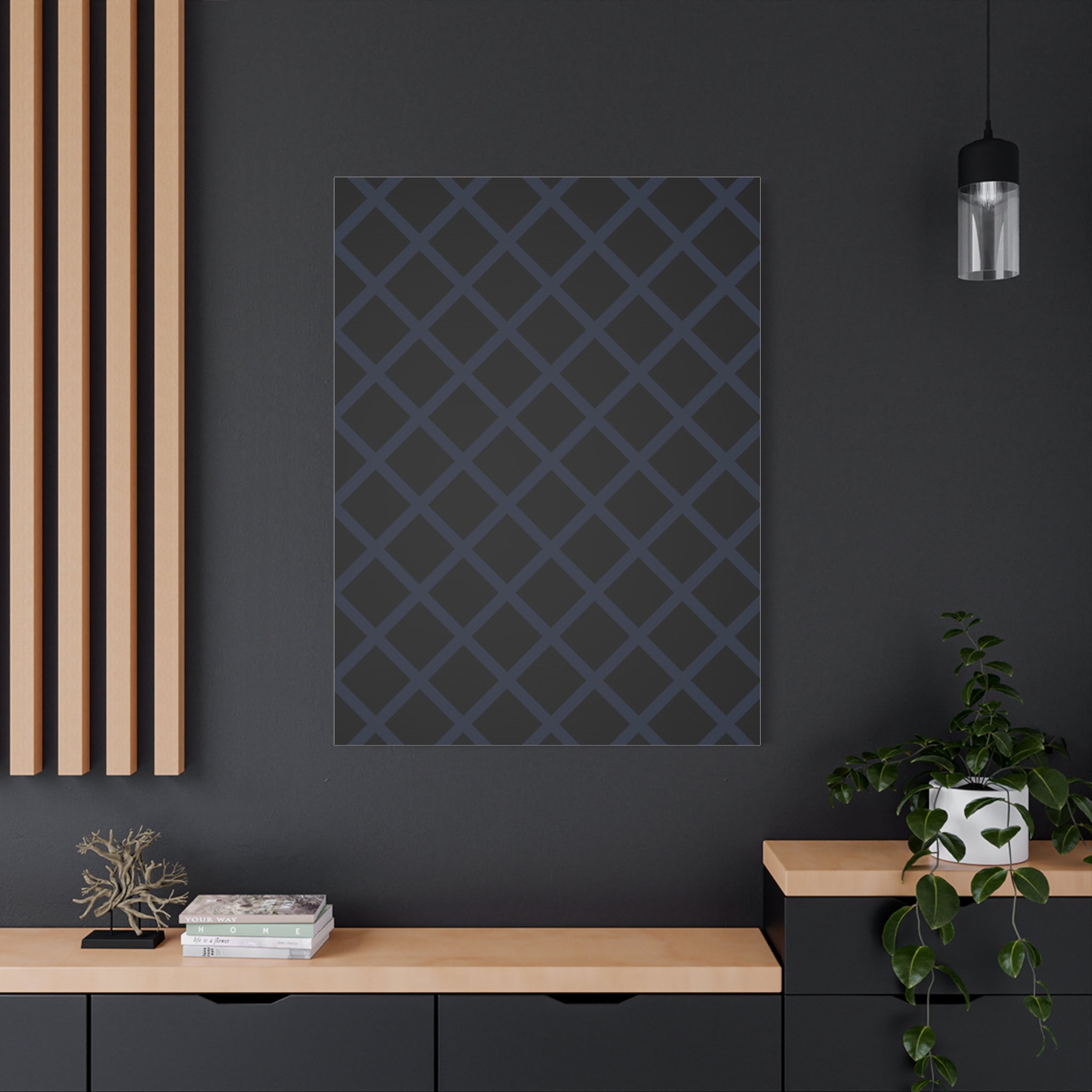 Geometric Diamond Lattice Canvas Art