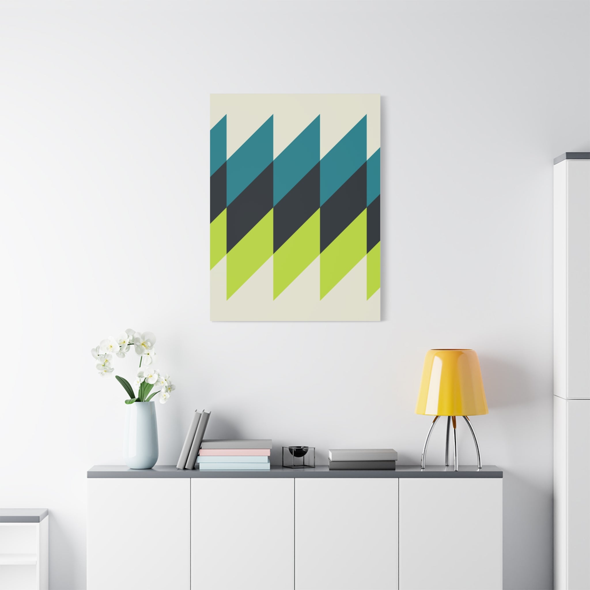 Geometric Teal & Lime Green Canvas Art