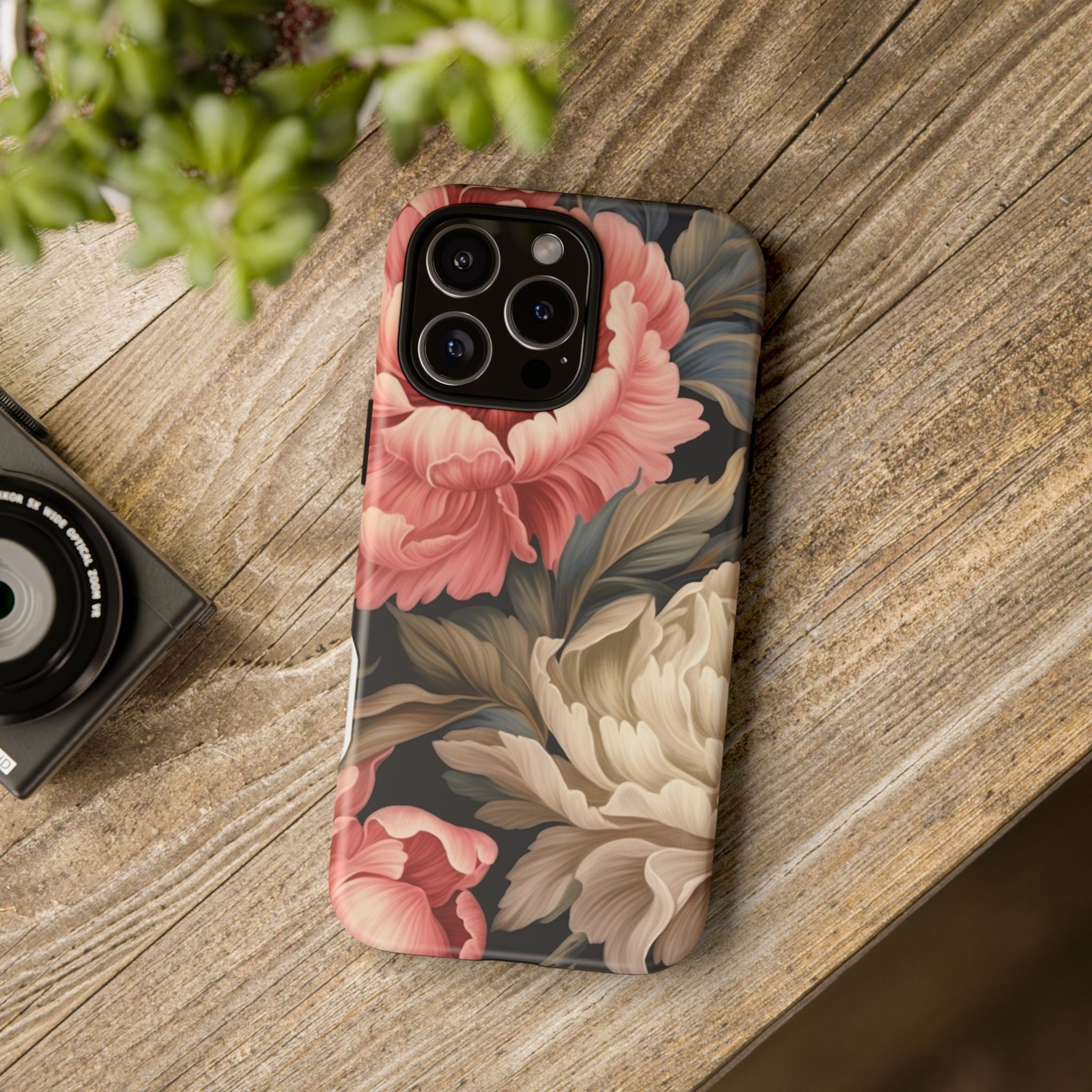 Blush Peony Floral iPhone Case - Hexagon Stone