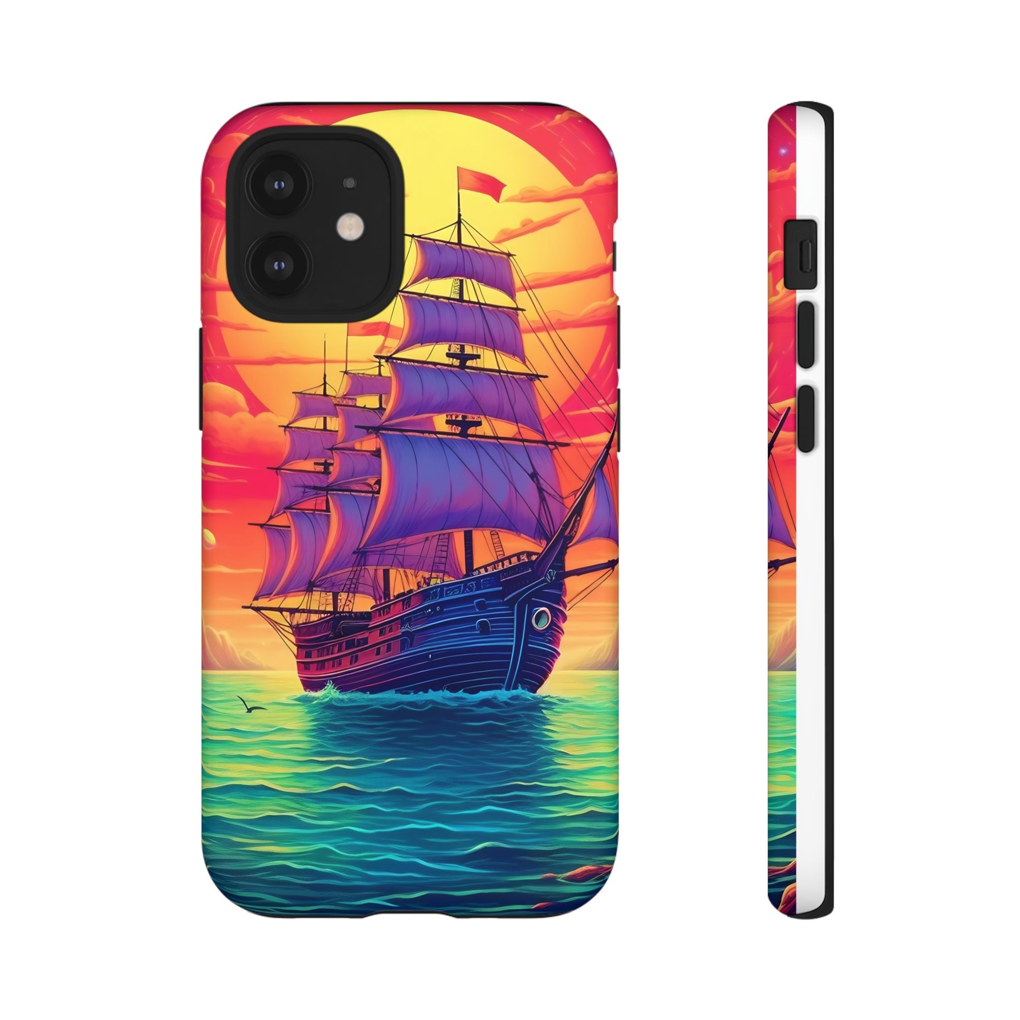 Sunset Galleon Hexagon Stone iPhone Case