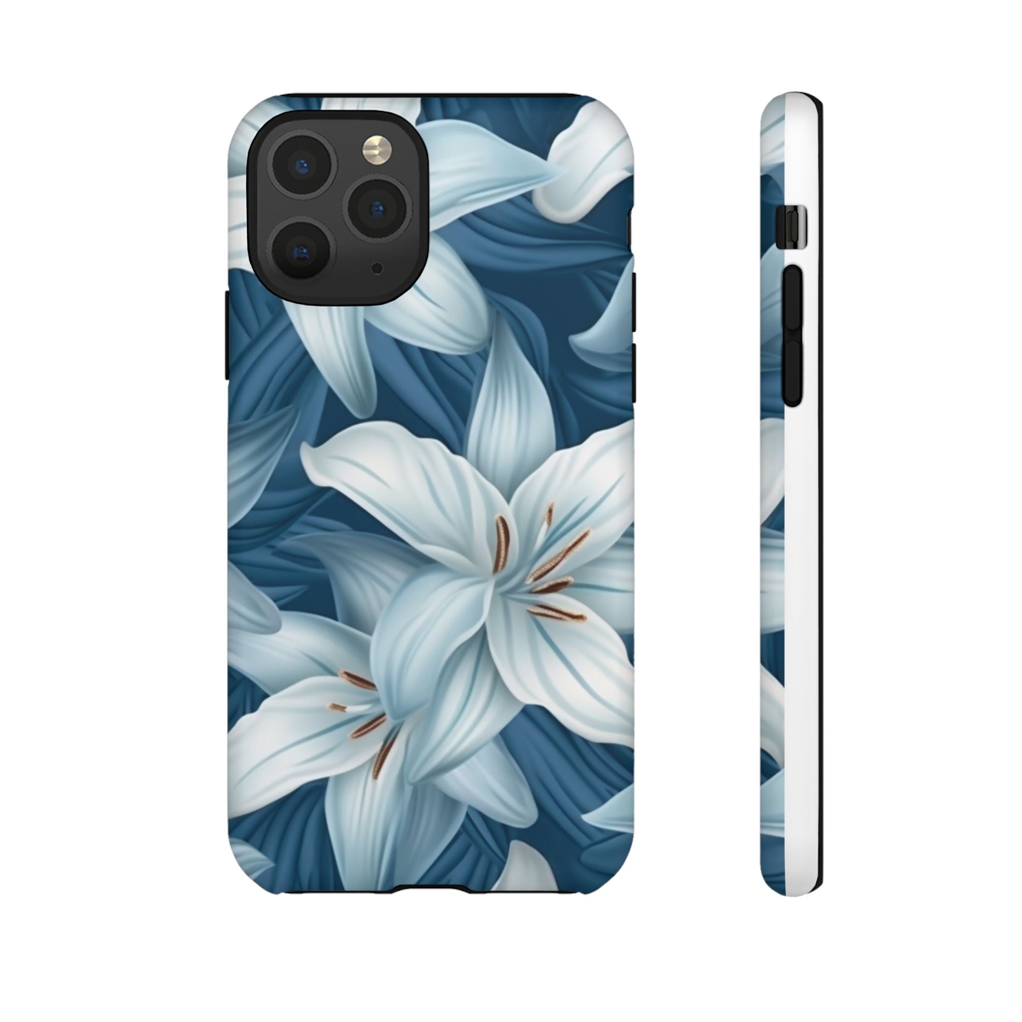 Pastel Blue Lily iPhone Case - Hexagon Stone