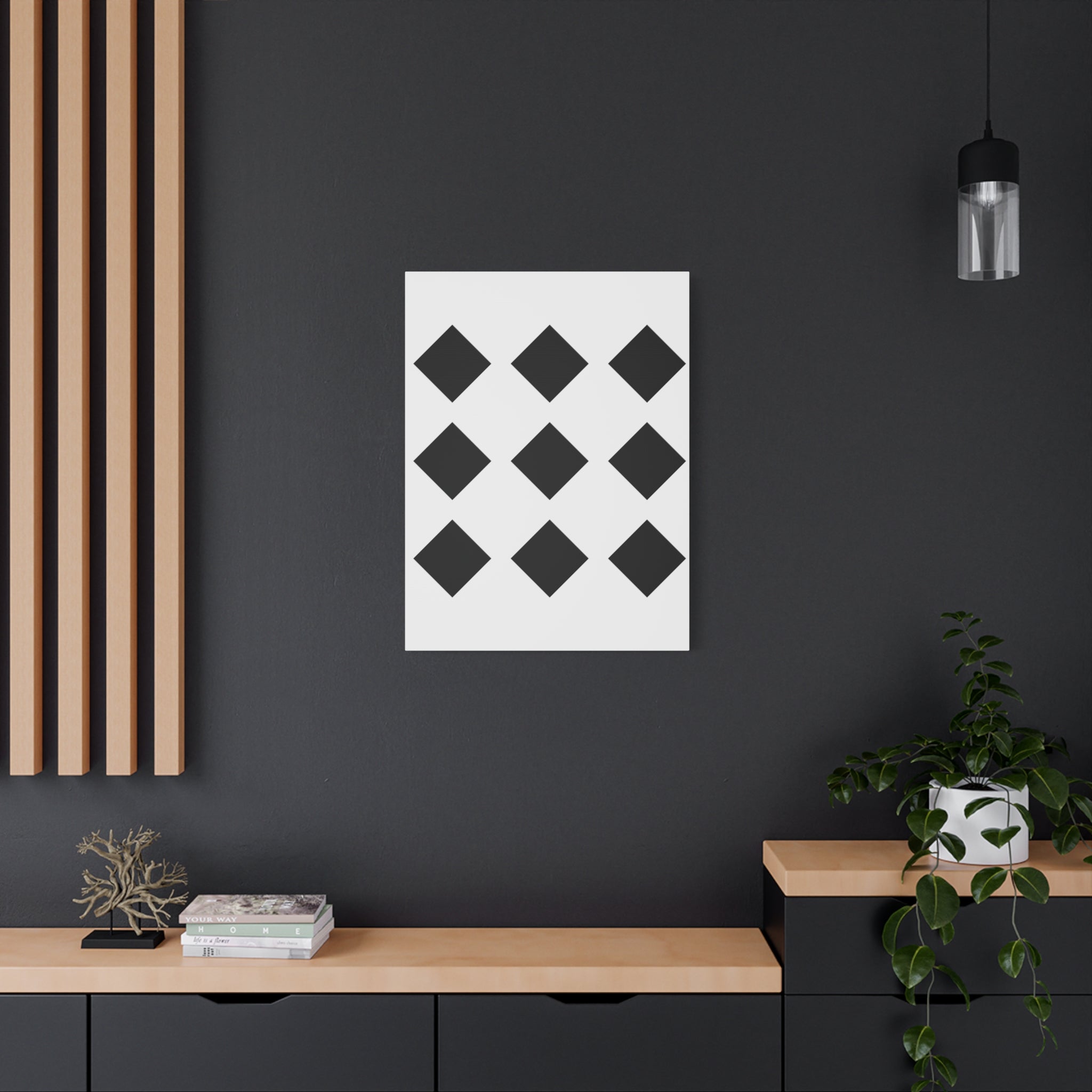 Black Diamond Grid - Matte Canvas Art