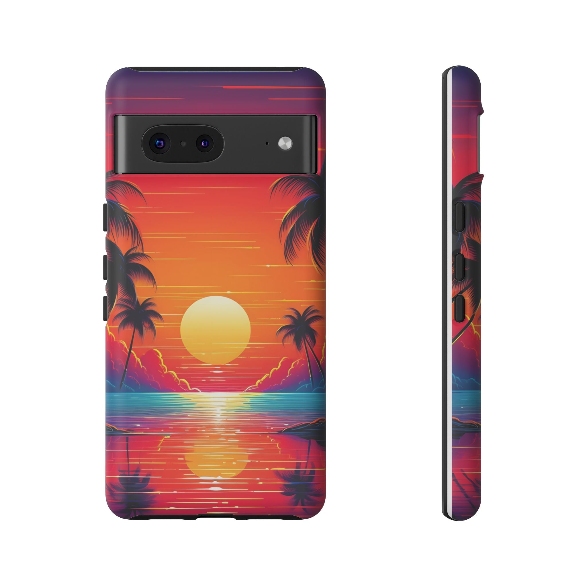 Sunset Palm Beach Google Pixel Case (All Models) - Retro Vaporwave