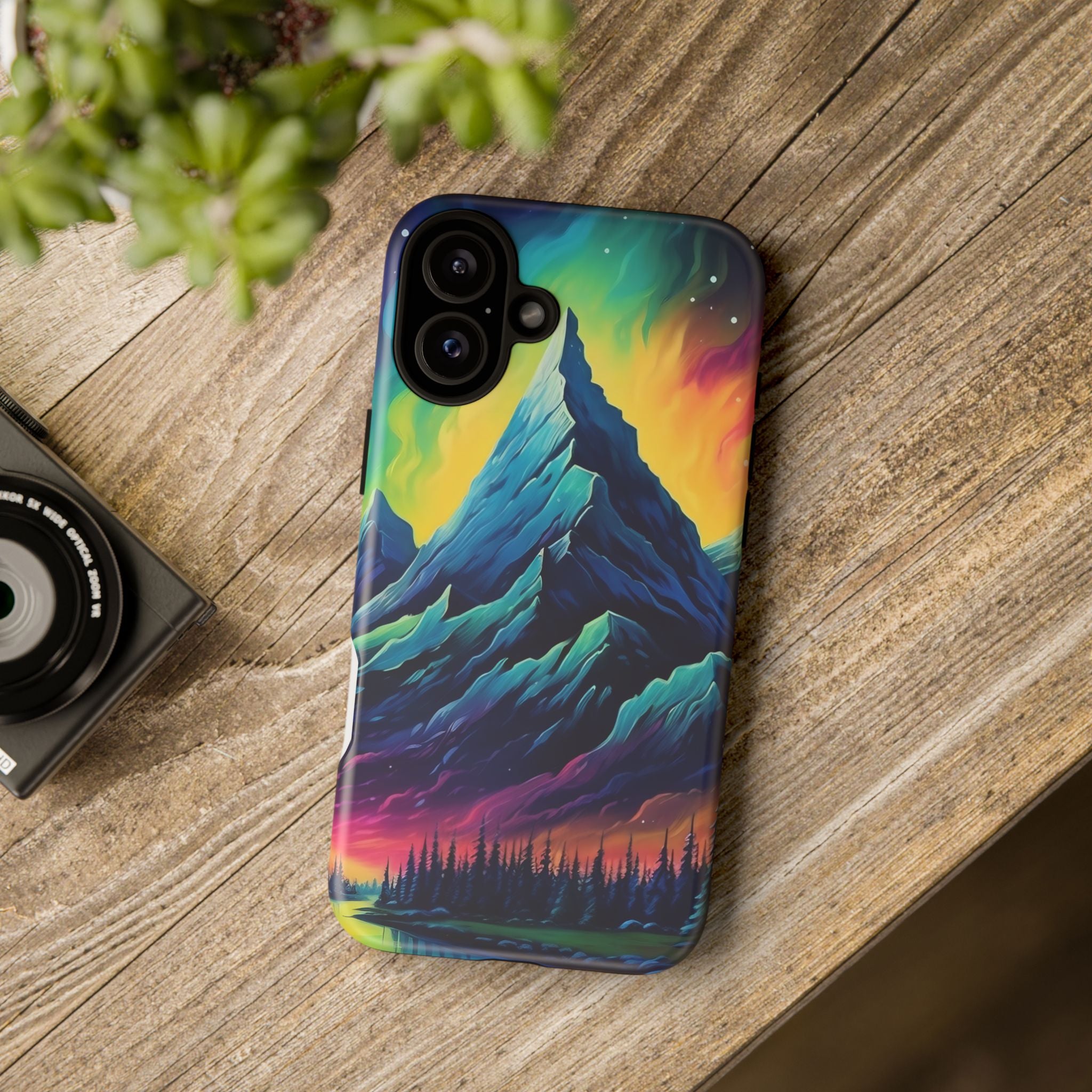 Aurora Mountain Hexagon iPhone Case