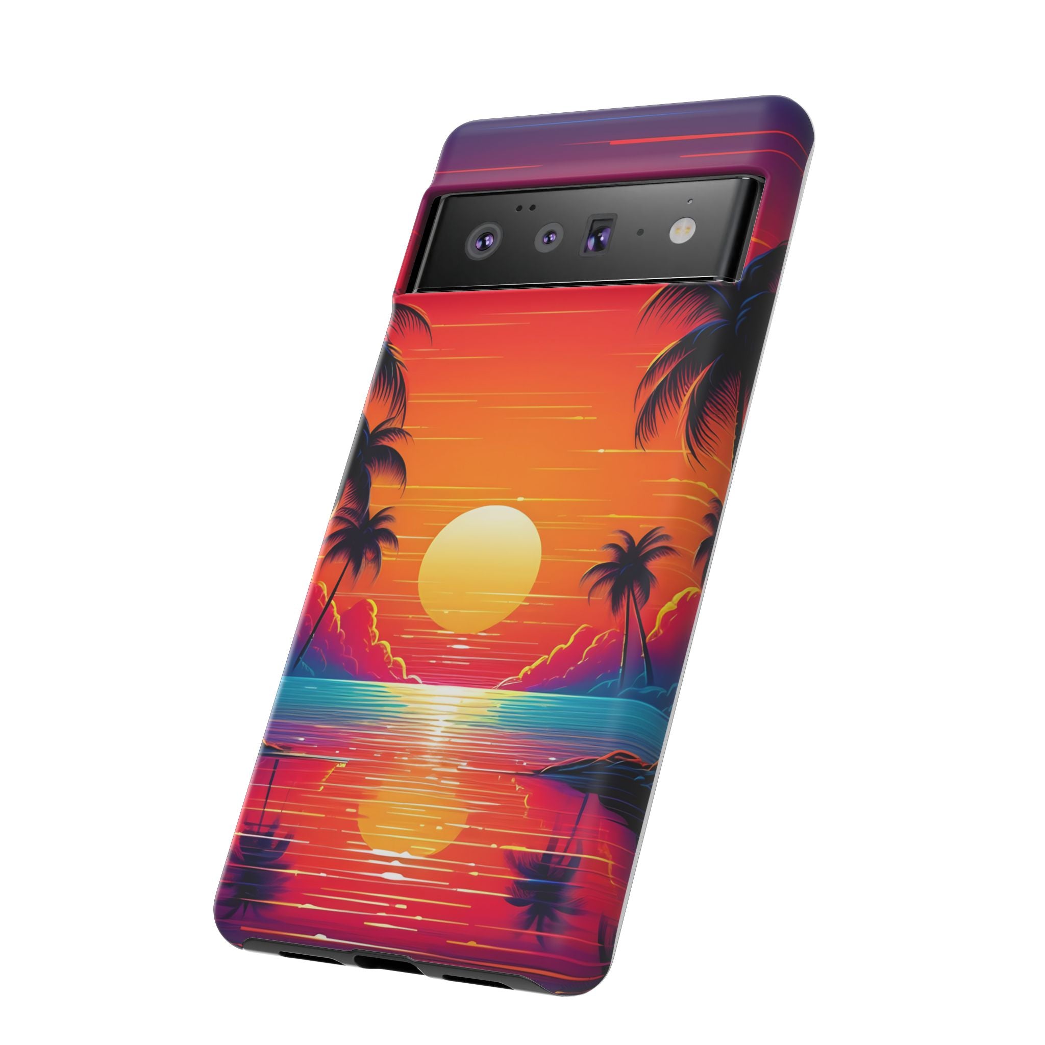 Sunset Palm Beach Google Pixel Case (All Models) - Retro Vaporwave