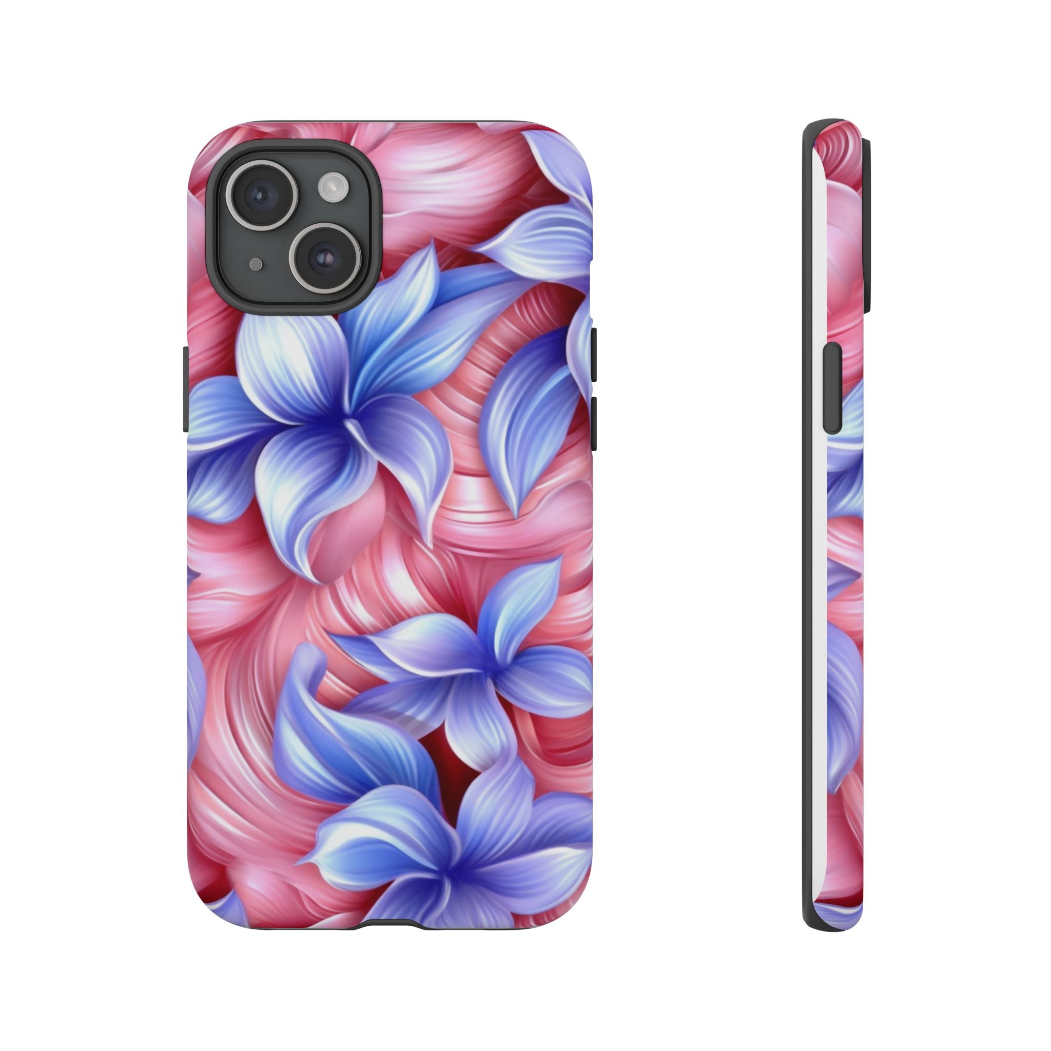 Dreamy Pink & Blue Floral iPhone Case - Hexagon Stone