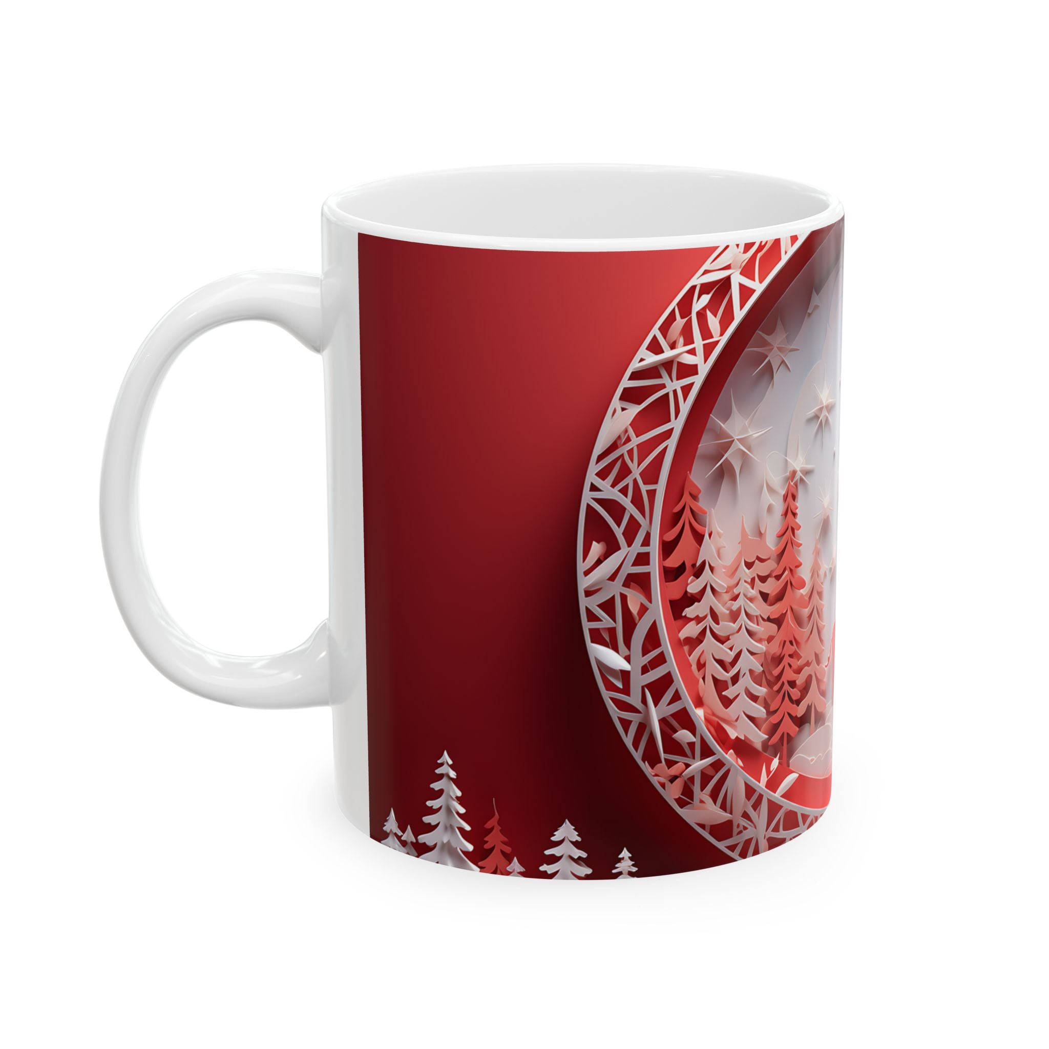 Winter Deer Kirigami Paper Art Mug