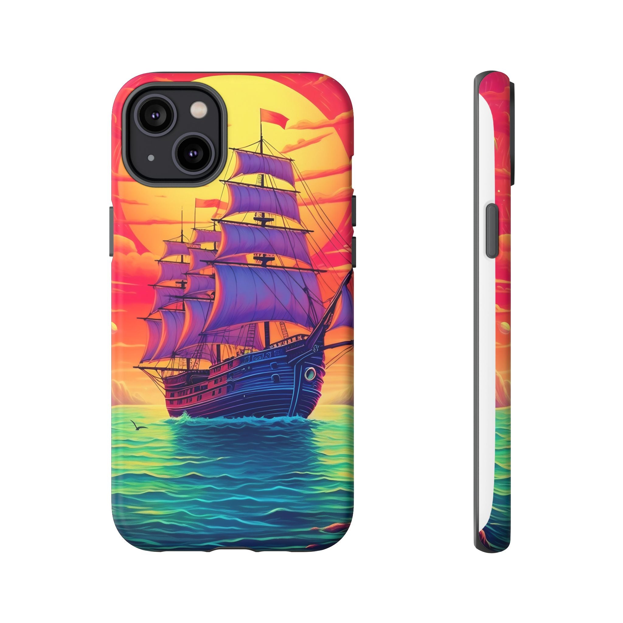 Sunset Galleon Hexagon Stone iPhone Case