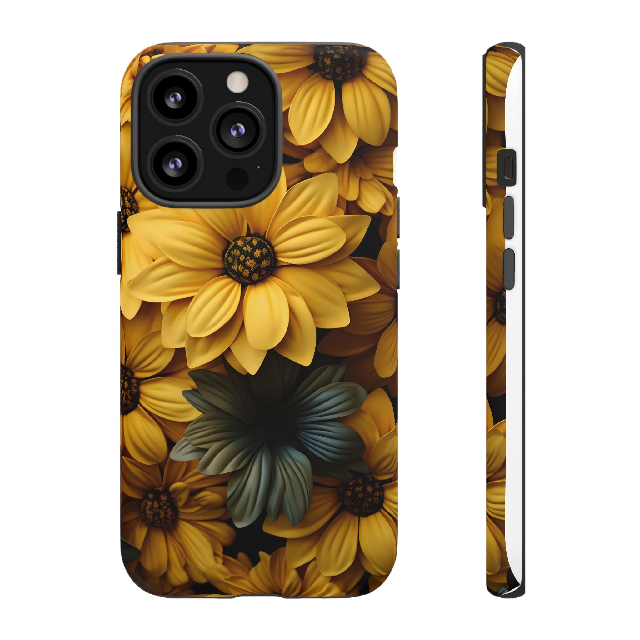 Golden Bloom Hexagon iPhone Case - Rugged Texture