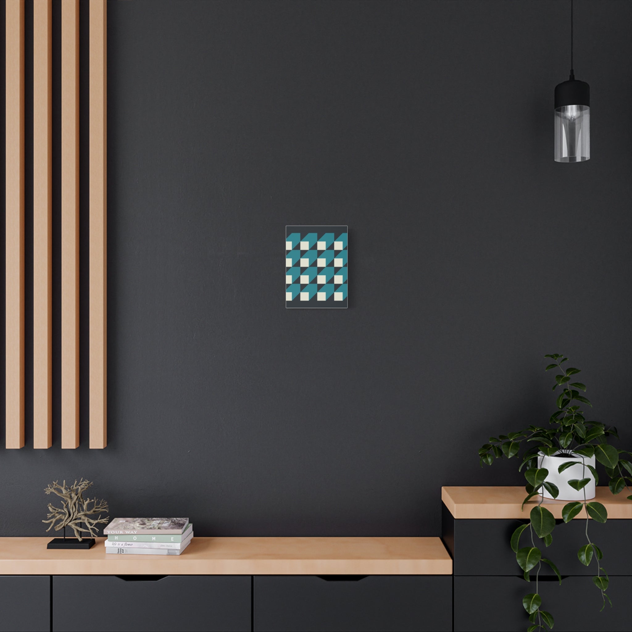 Geometric Teal Abstract Canvas Art