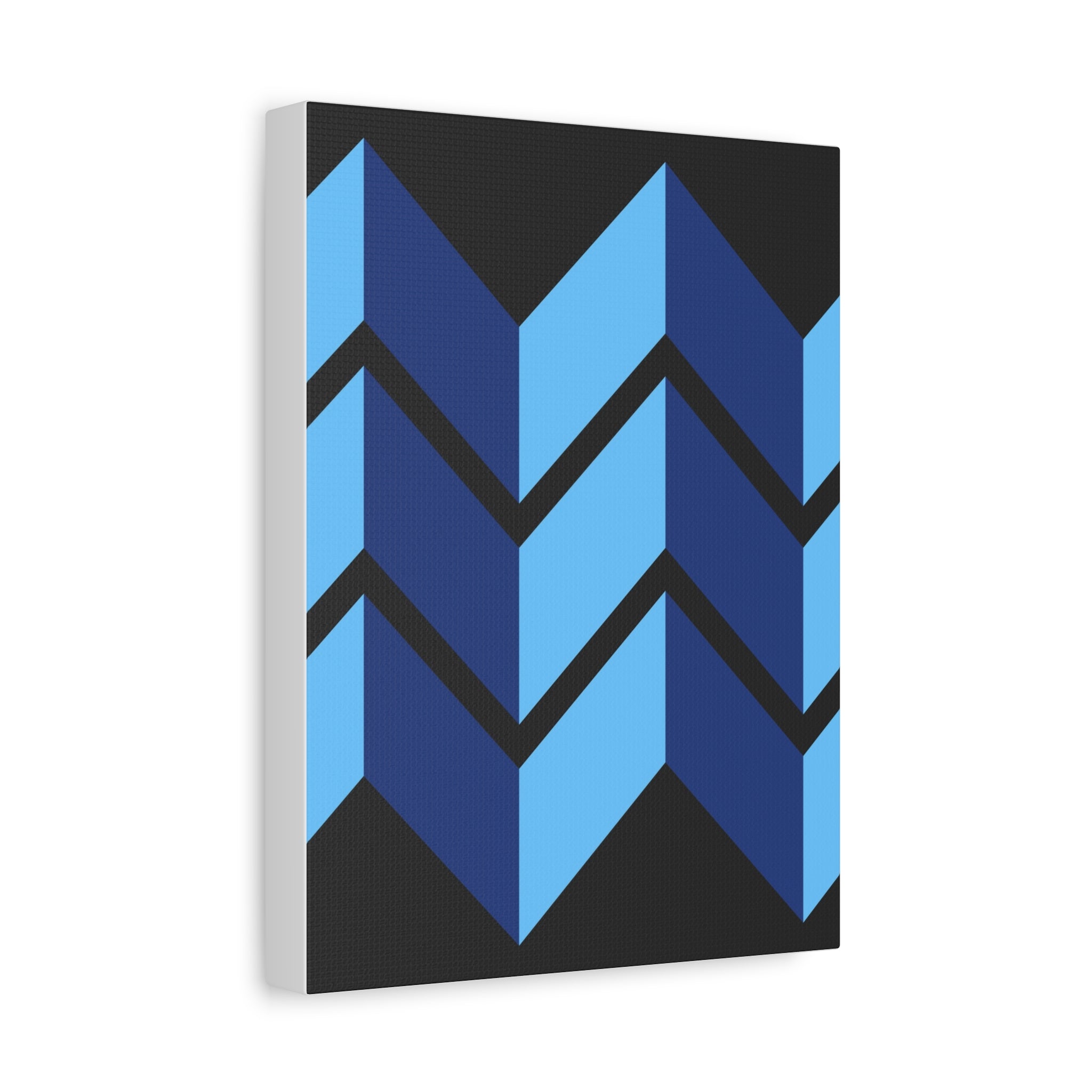 Abstract Blue Chevron Canvas Art