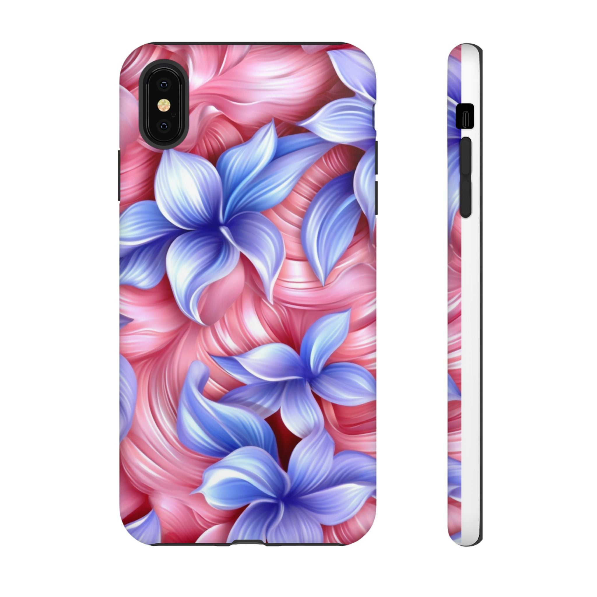 Dreamy Pink & Blue Floral iPhone Case - Hexagon Stone