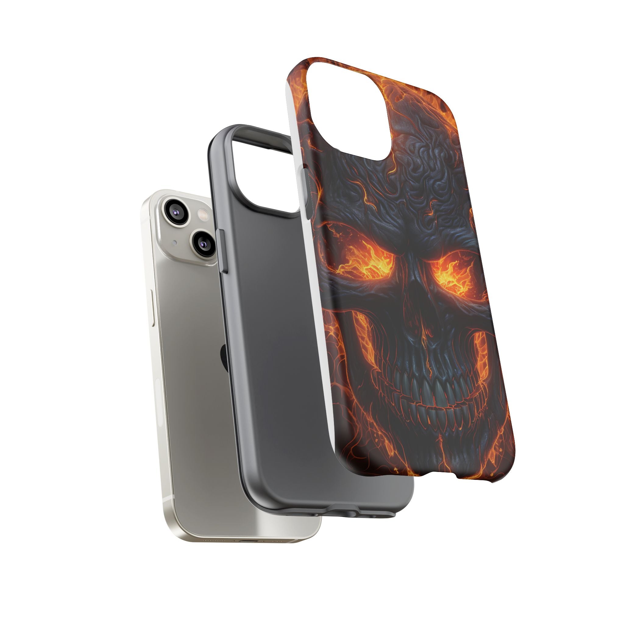 Fiery Skull Hexagon iPhone Case - Rugged Texture