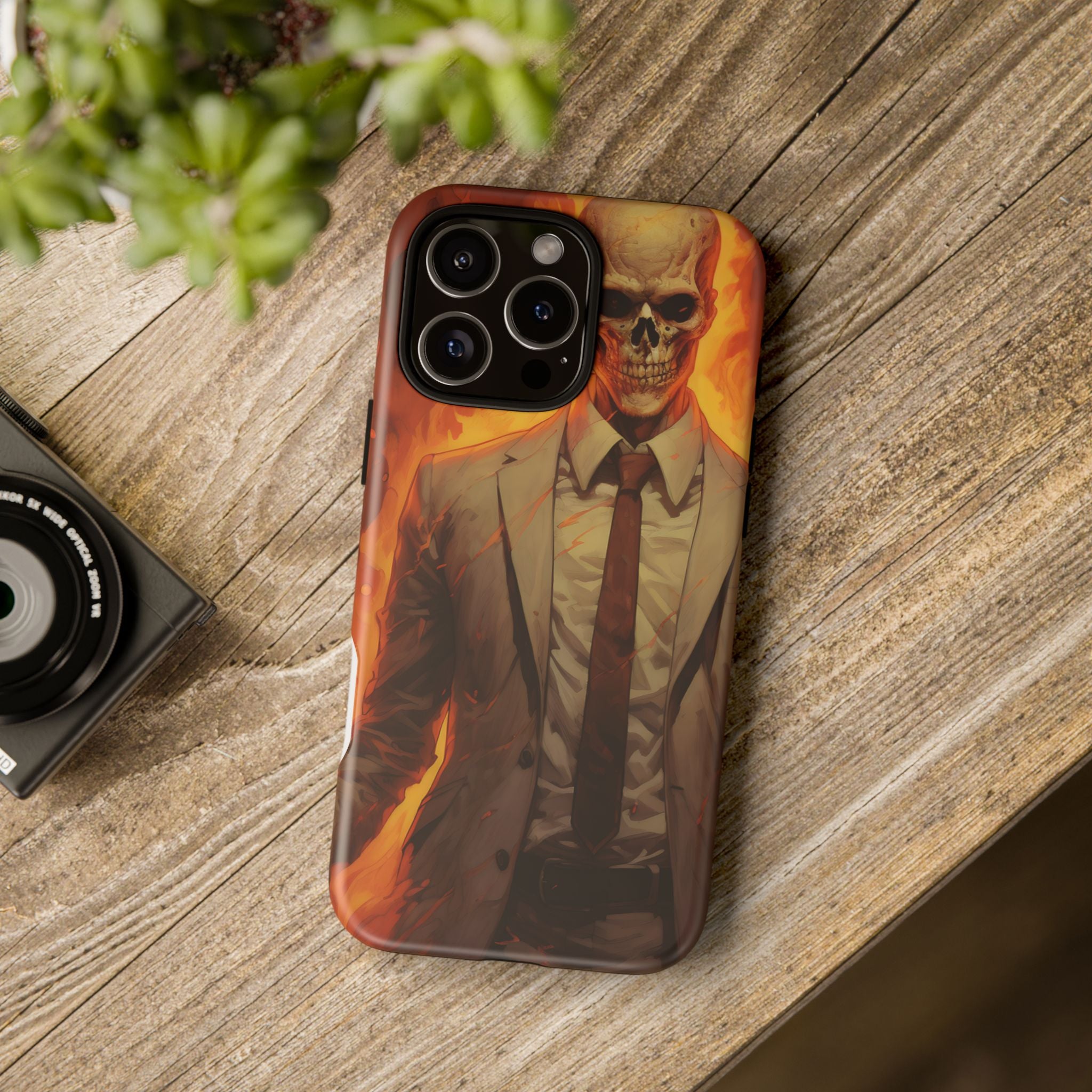 Fiery Skull Man Hexagon Stone iPhone Case