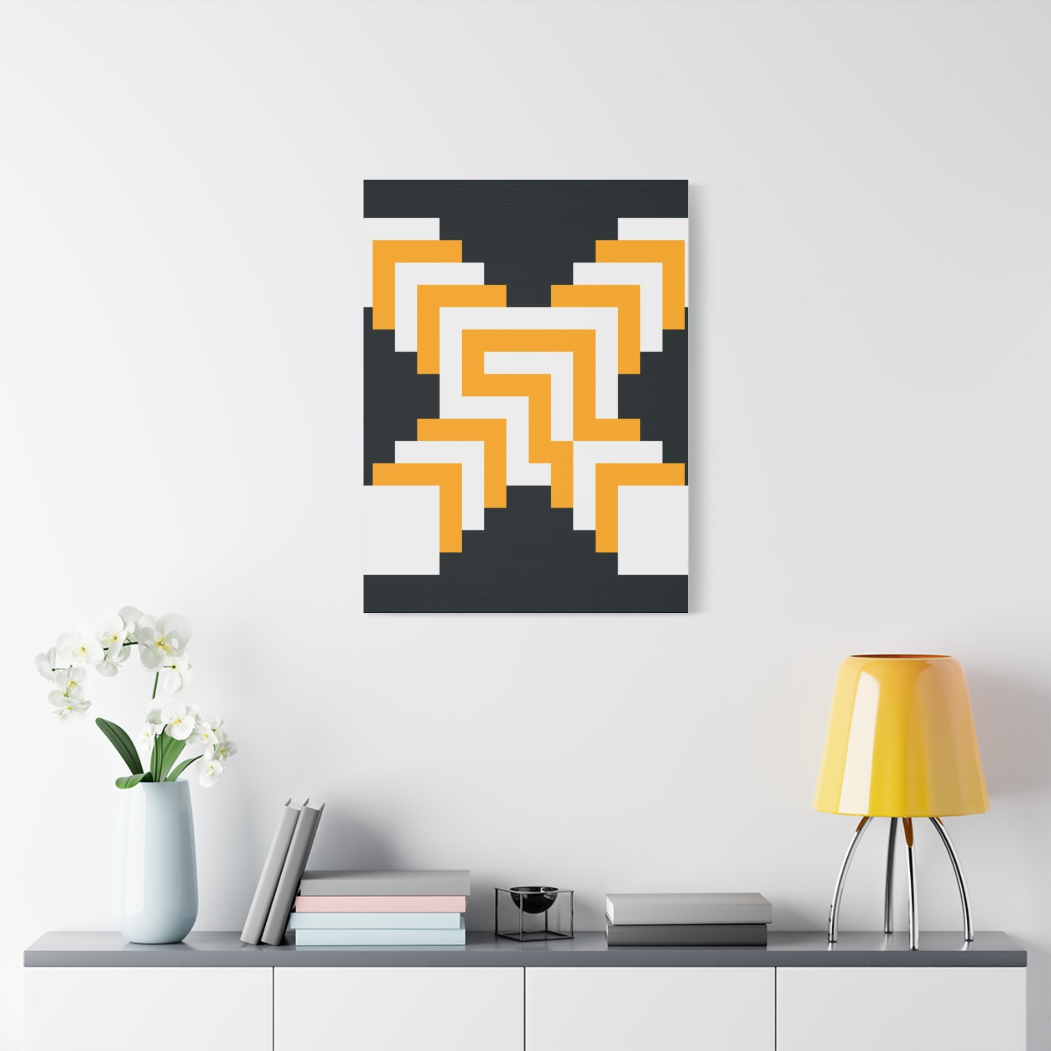 Golden X Abstract Canvas Art Print