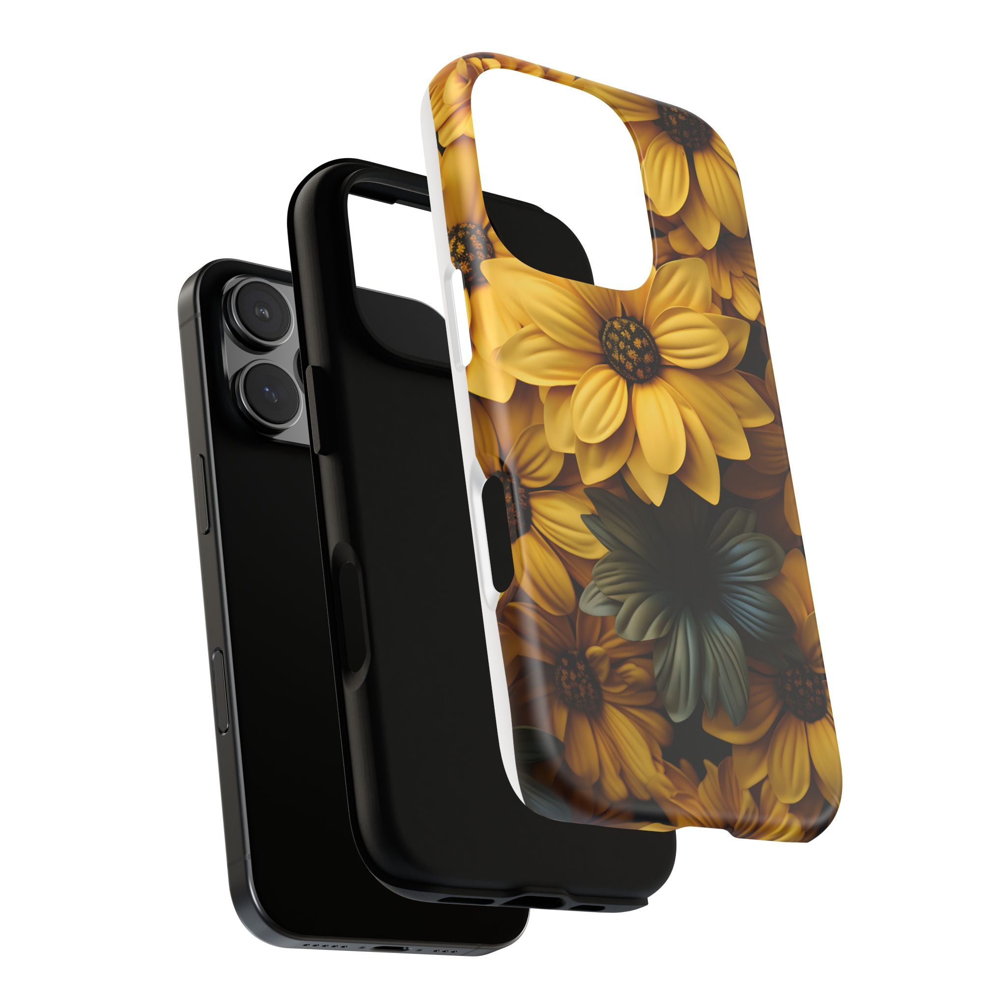 Golden Bloom Hexagon iPhone Case - Rugged Texture