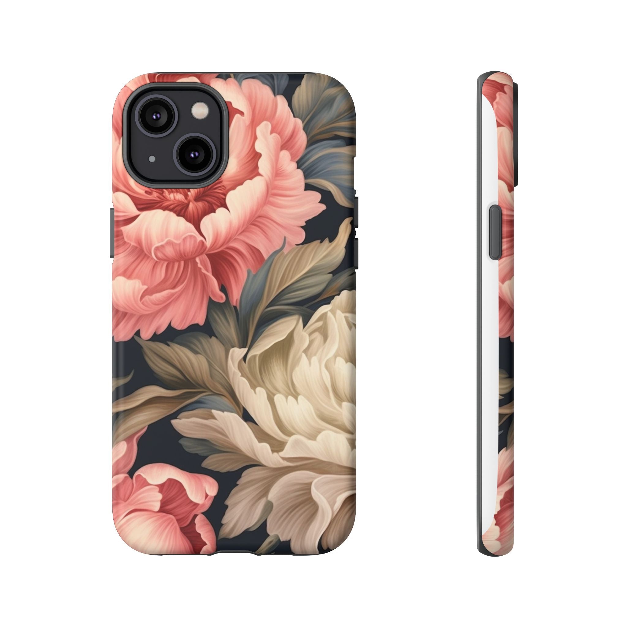 Blush Peony Floral iPhone Case - Hexagon Stone