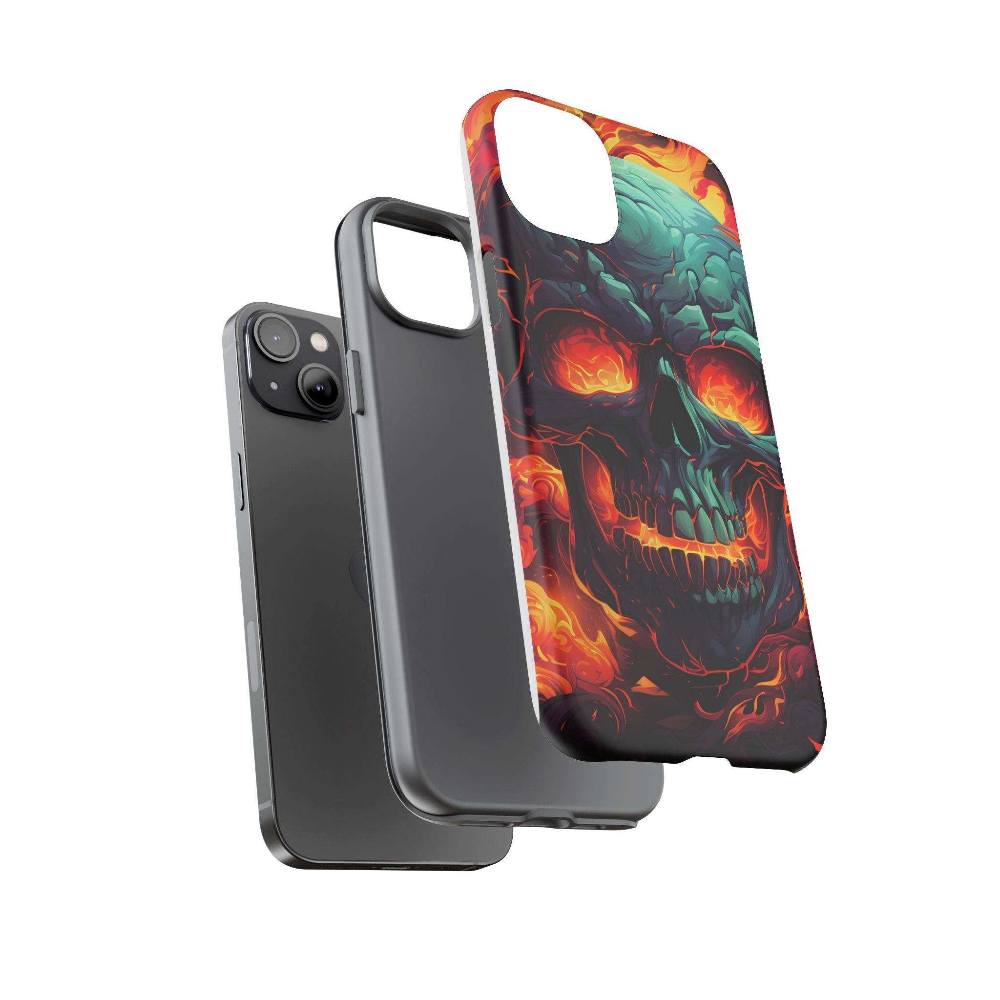 Fiery Skull Hexagon iPhone Case - Rugged