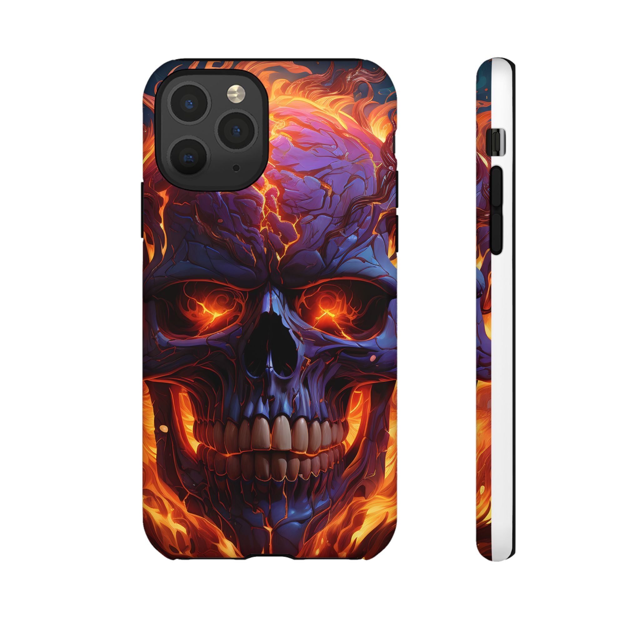 Fiery Skull Hexagon iPhone Case - Rugged Texture