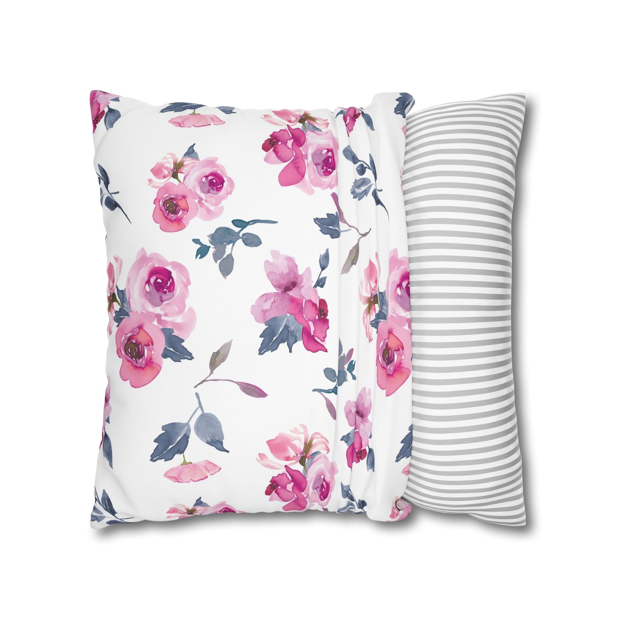 Pink Rose Watercolor Pillowcase