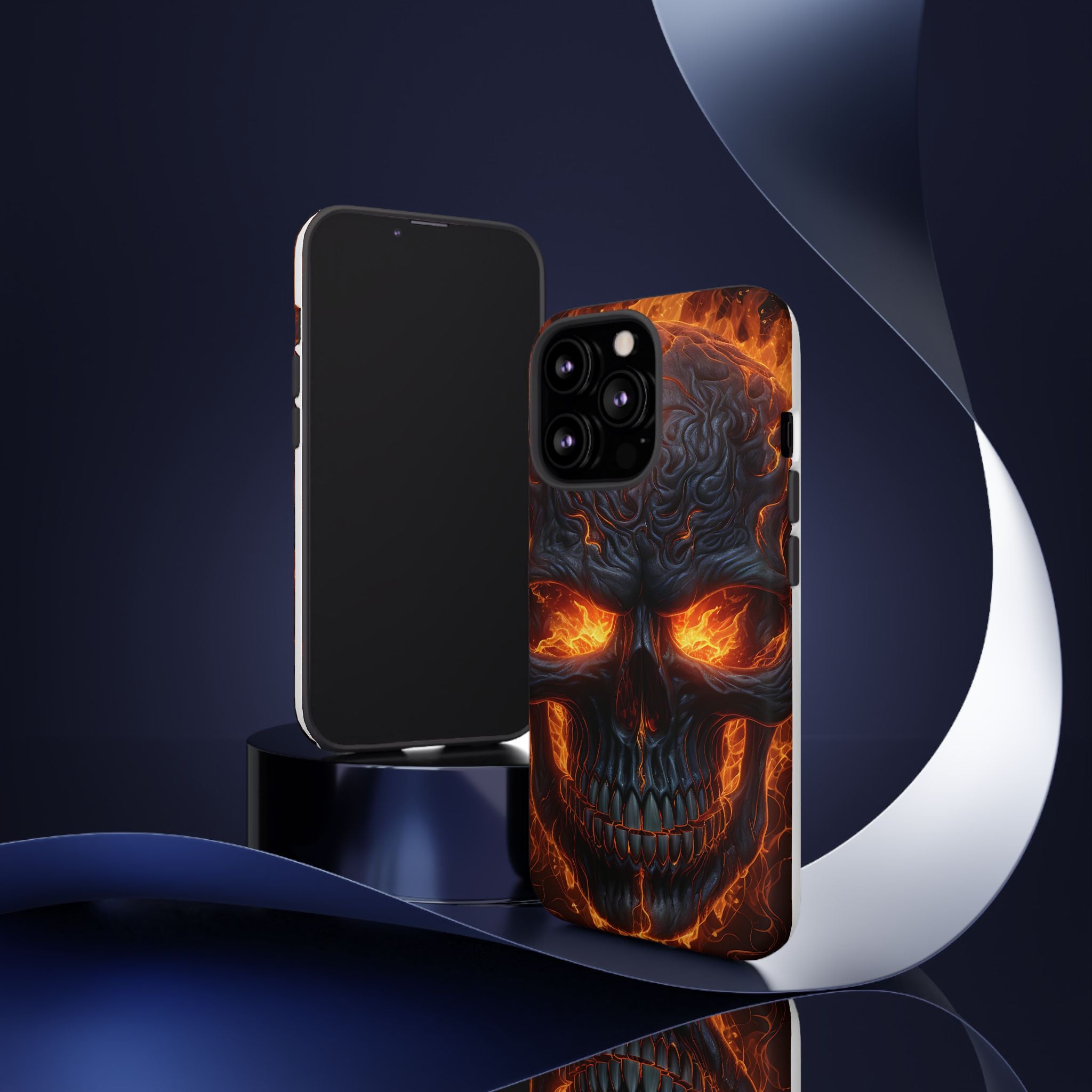 Fiery Skull Hexagon iPhone Case - Rugged Texture