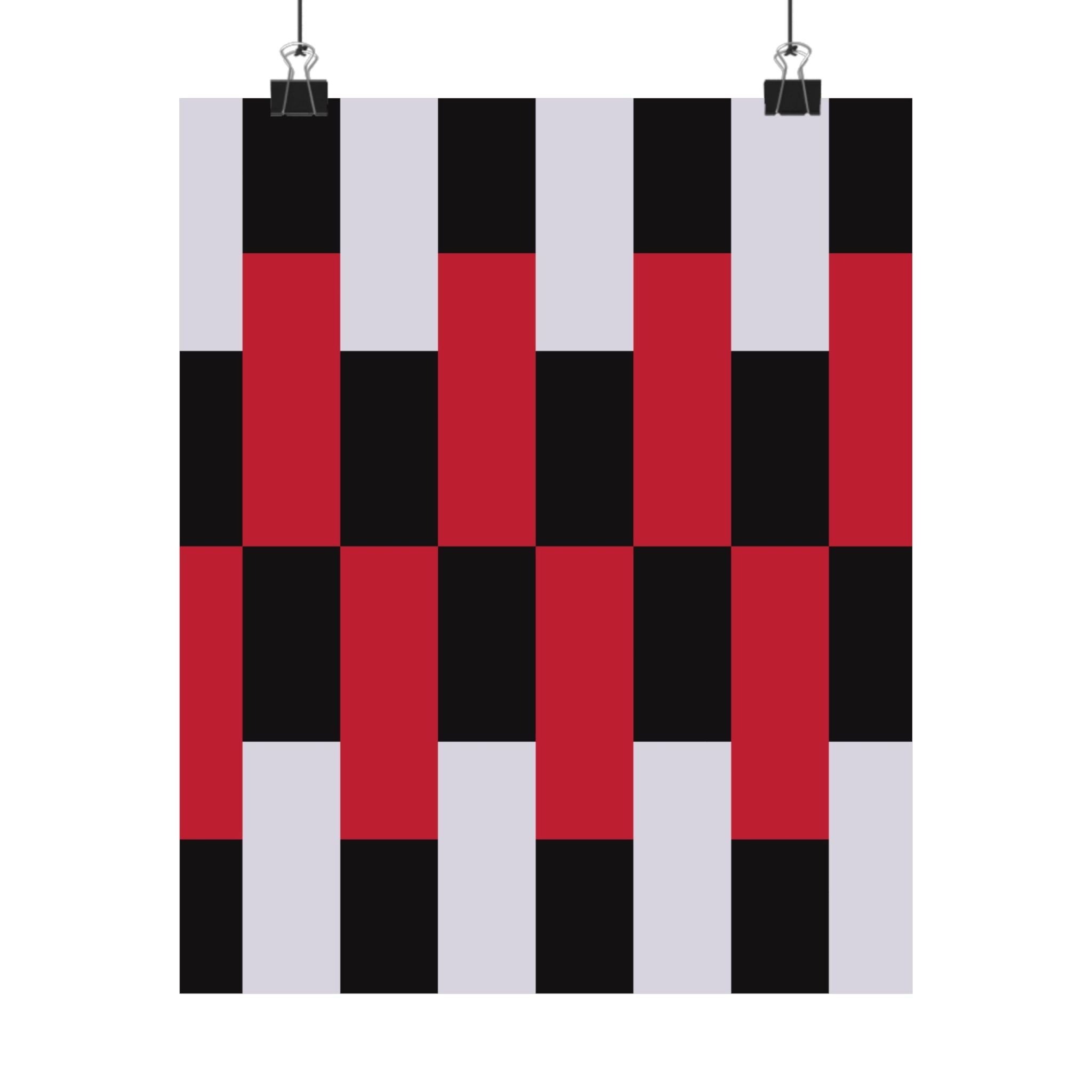 Abstract Geometric Art Poster - Red & Black