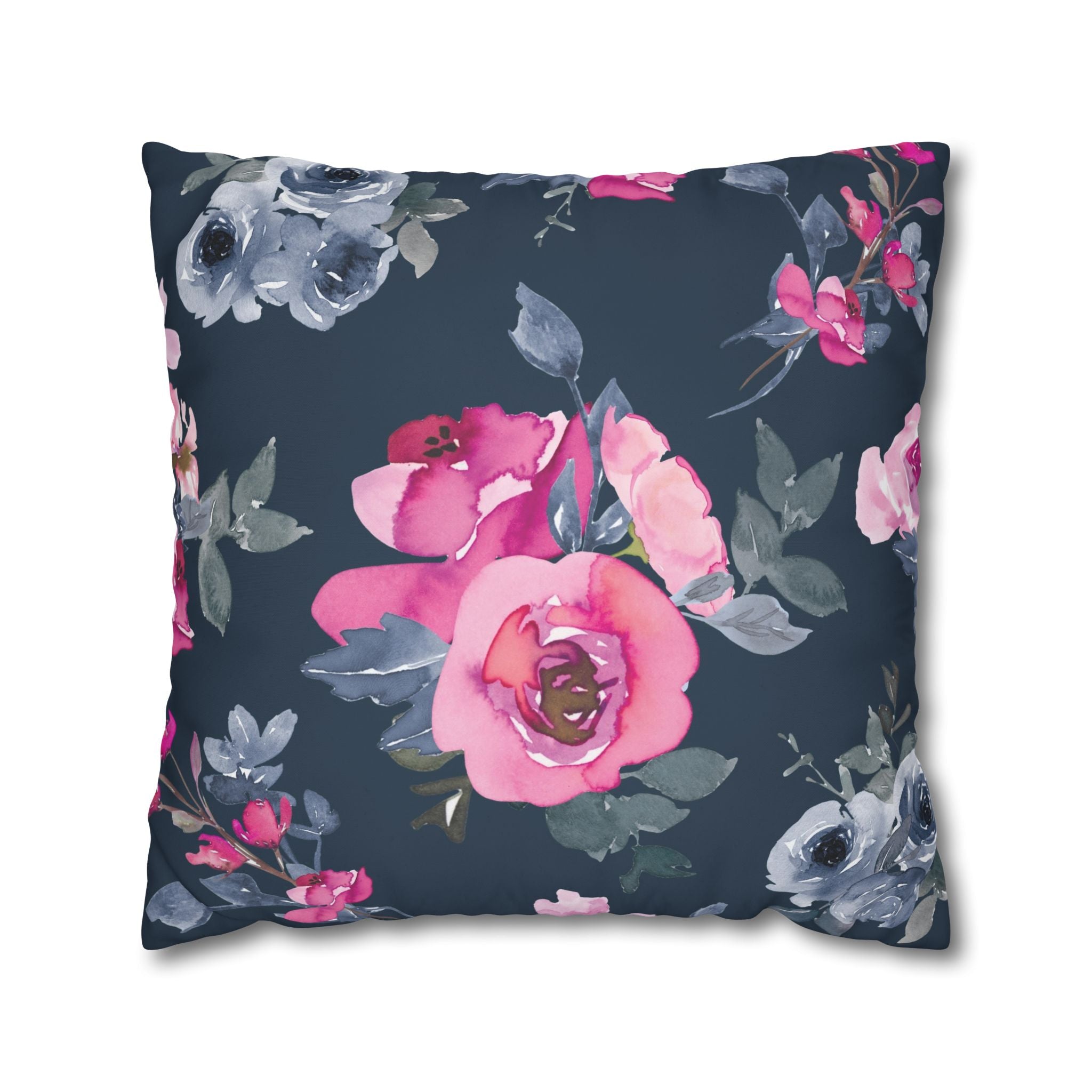 Teal Watercolor Floral Pillowcase