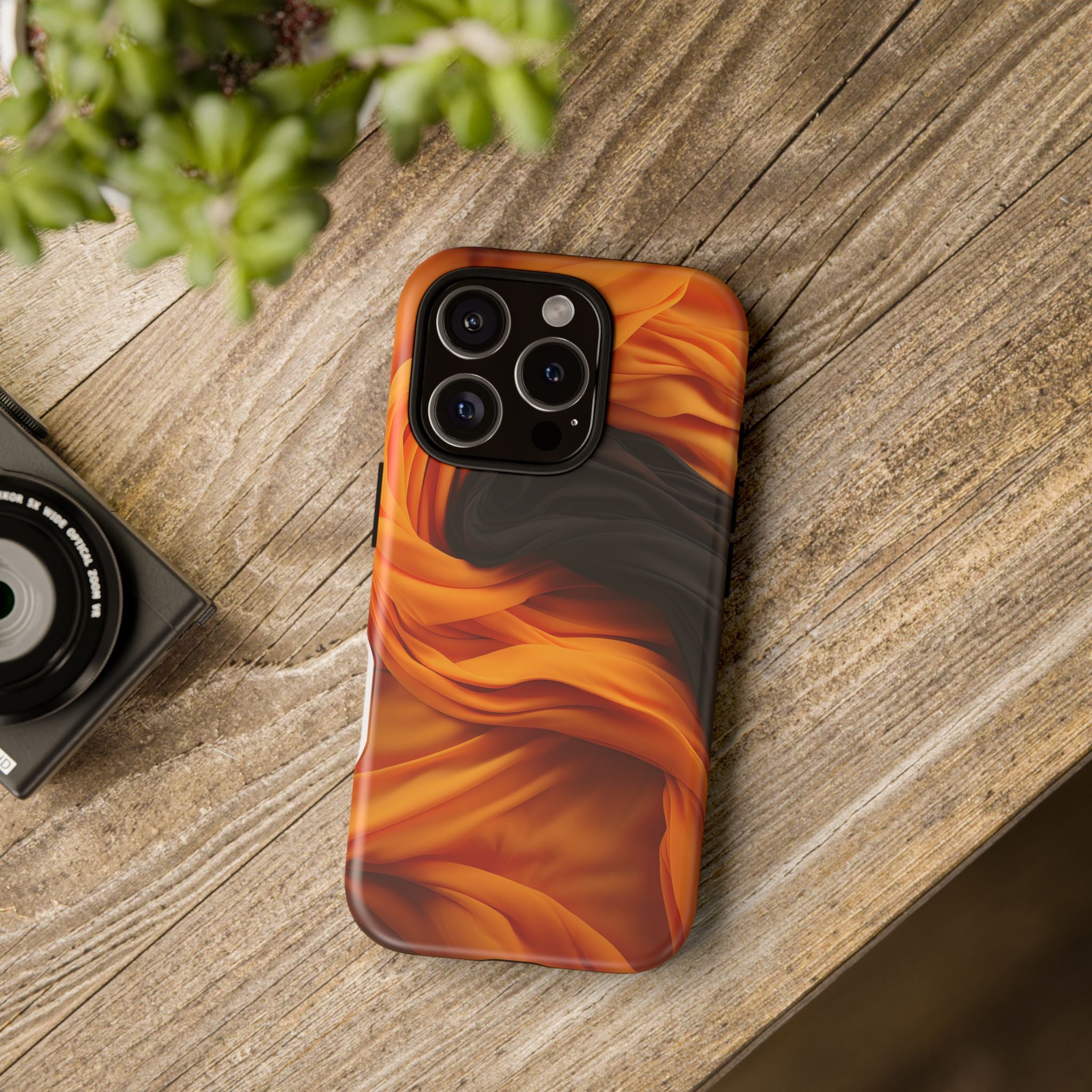 Abstract Orange & Gray Hexagon Stone iPhone Case